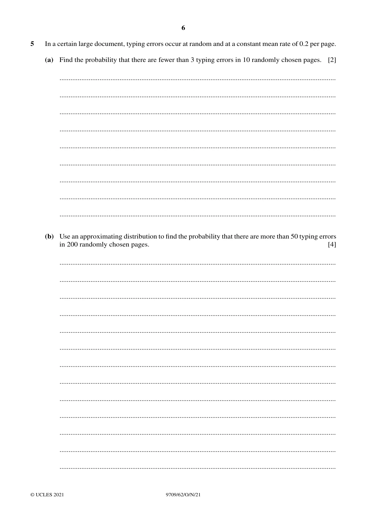 Cambridge A Level Mathematics 9709 2021 Oct/Nov Paper 6 · Variant 2 question paper, page 6 of 12
