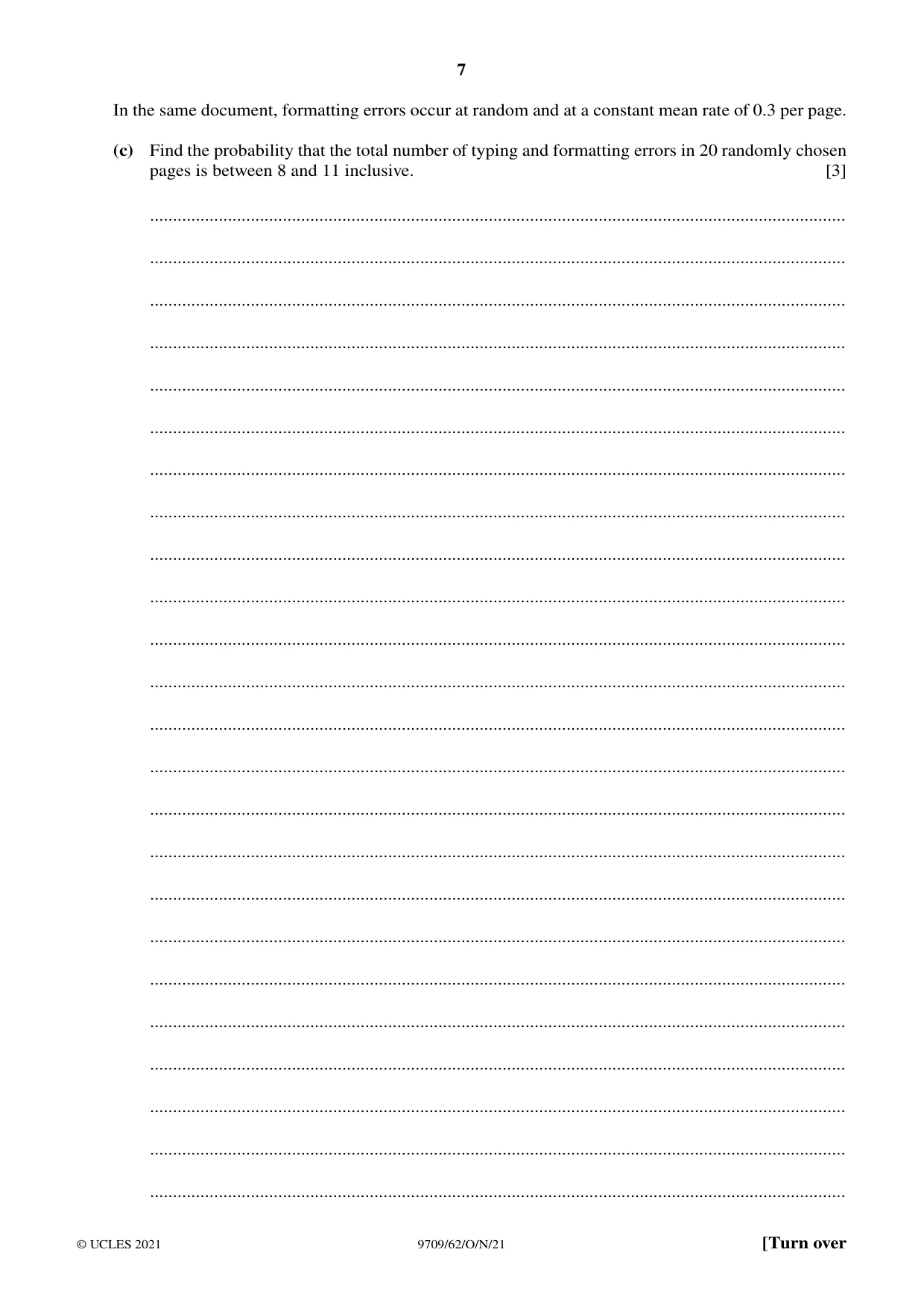 Cambridge A Level Mathematics 9709 2021 Oct/Nov Paper 6 · Variant 2 question paper, page 7 of 12