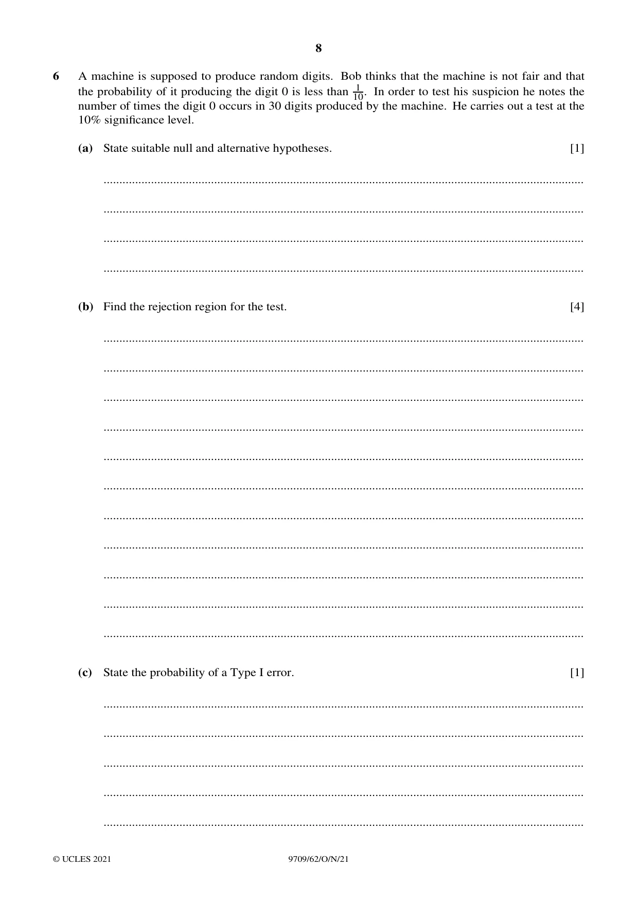 Cambridge A Level Mathematics 9709 2021 Oct/Nov Paper 6 · Variant 2 question paper, page 8 of 12