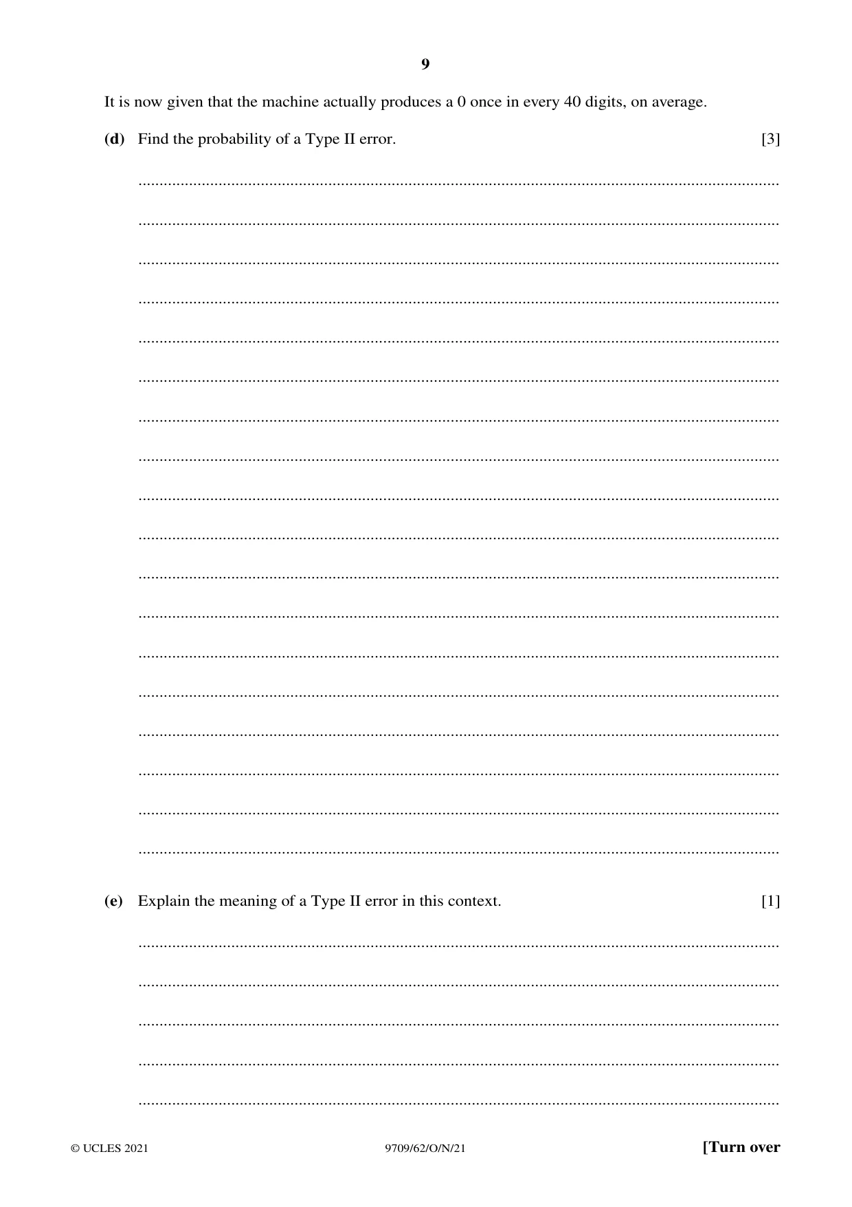 Cambridge A Level Mathematics 9709 2021 Oct/Nov Paper 6 · Variant 2 question paper, page 9 of 12