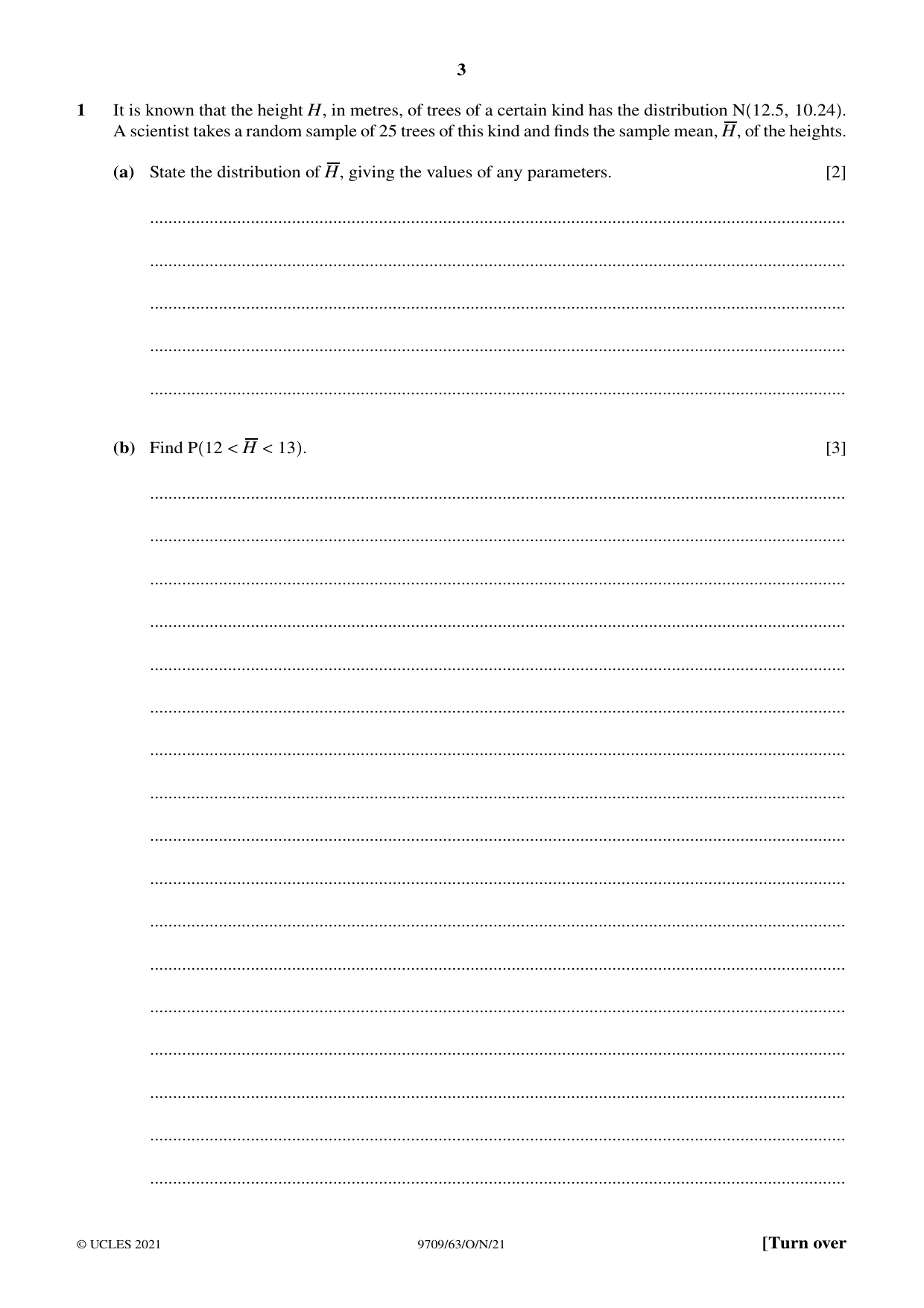 Cambridge A Level Mathematics 9709 2021 Oct/Nov Paper 6 · Variant 3 question paper, page 3 of 16