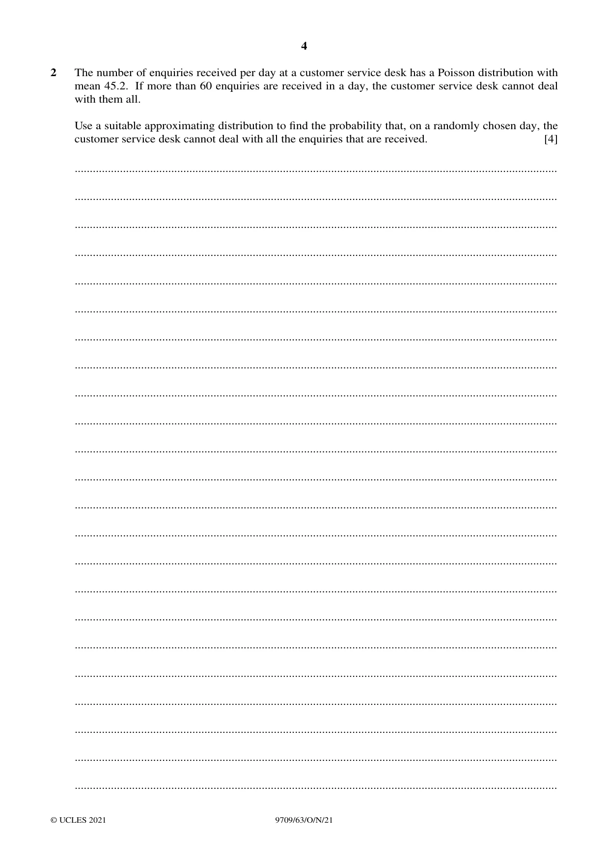 Cambridge A Level Mathematics 9709 2021 Oct/Nov Paper 6 · Variant 3 question paper, page 4 of 16