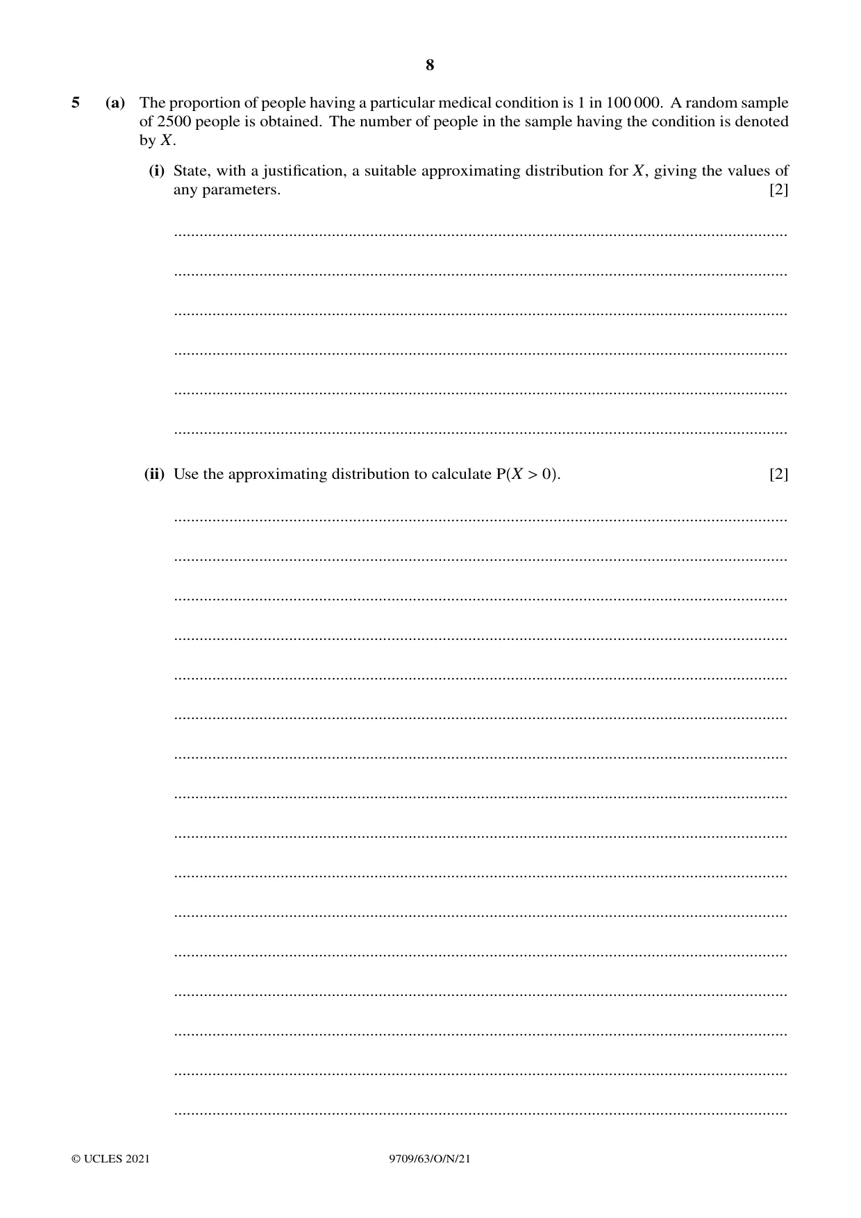 Cambridge A Level Mathematics 9709 2021 Oct/Nov Paper 6 · Variant 3 question paper, page 8 of 16