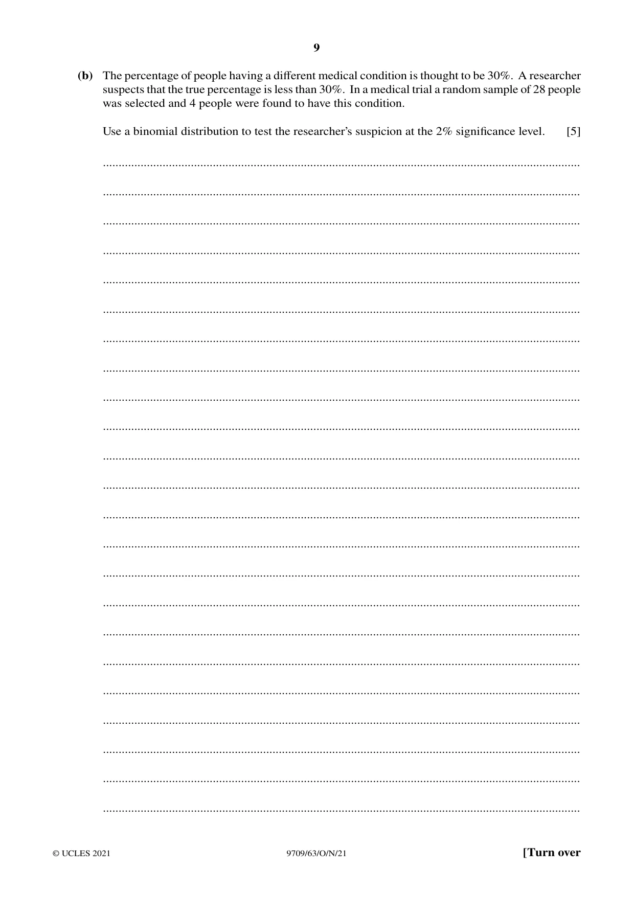 Cambridge A Level Mathematics 9709 2021 Oct/Nov Paper 6 · Variant 3 question paper, page 9 of 16