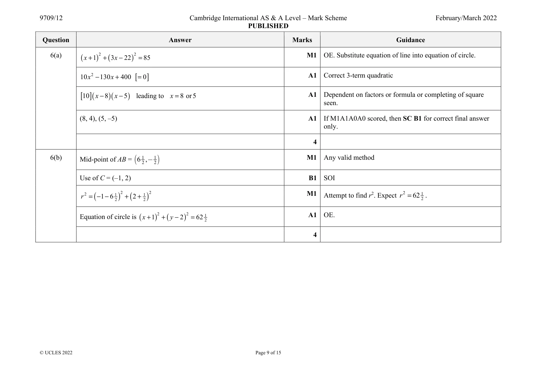 Mark scheme, page 9 of 15