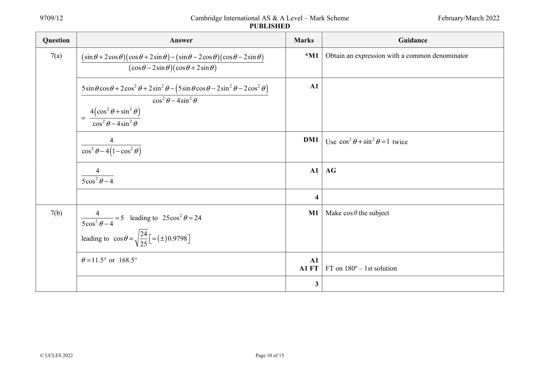 Mark scheme, page 10 of 15