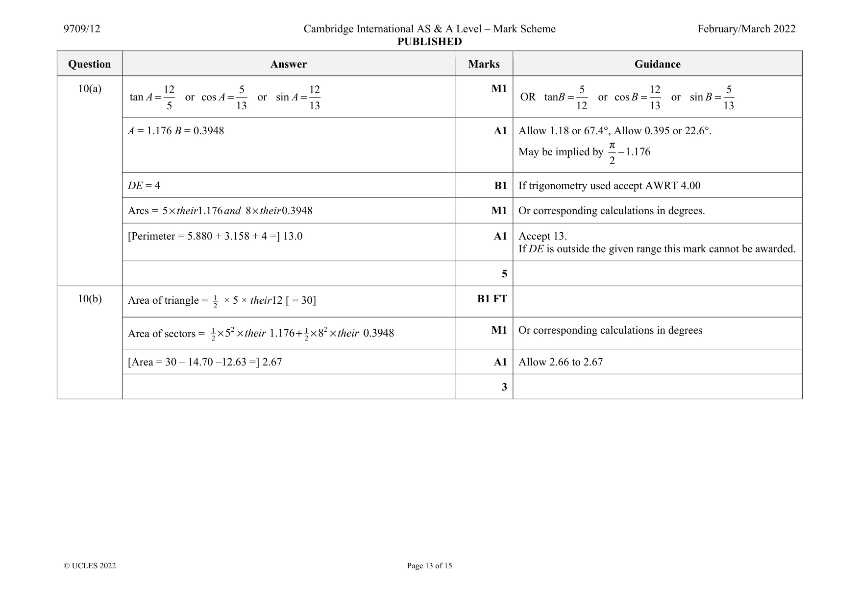 Mark scheme, page 13 of 15