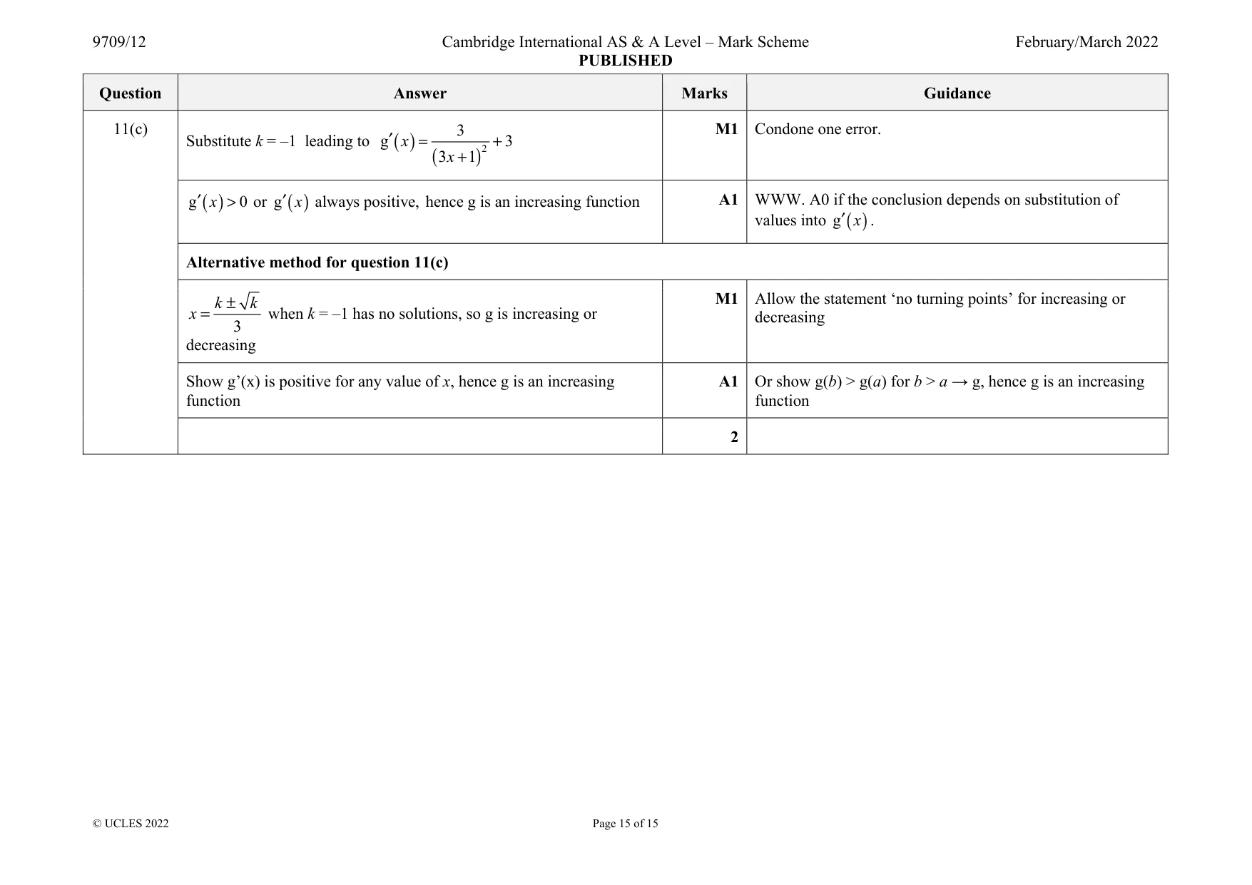 Mark scheme, page 15 of 15