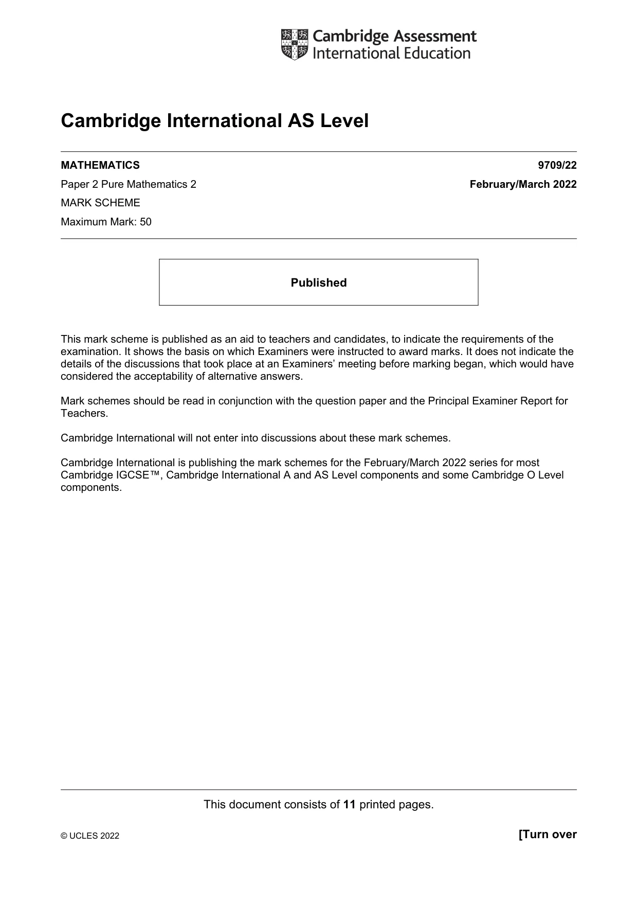 Mark scheme, page 1 of 11