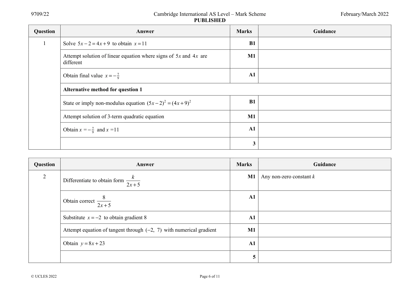 Mark scheme, page 6 of 11