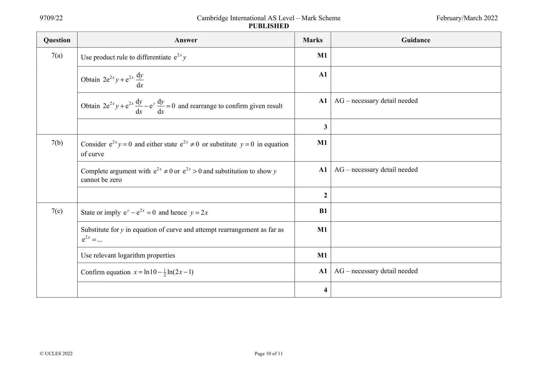 Mark scheme, page 10 of 11