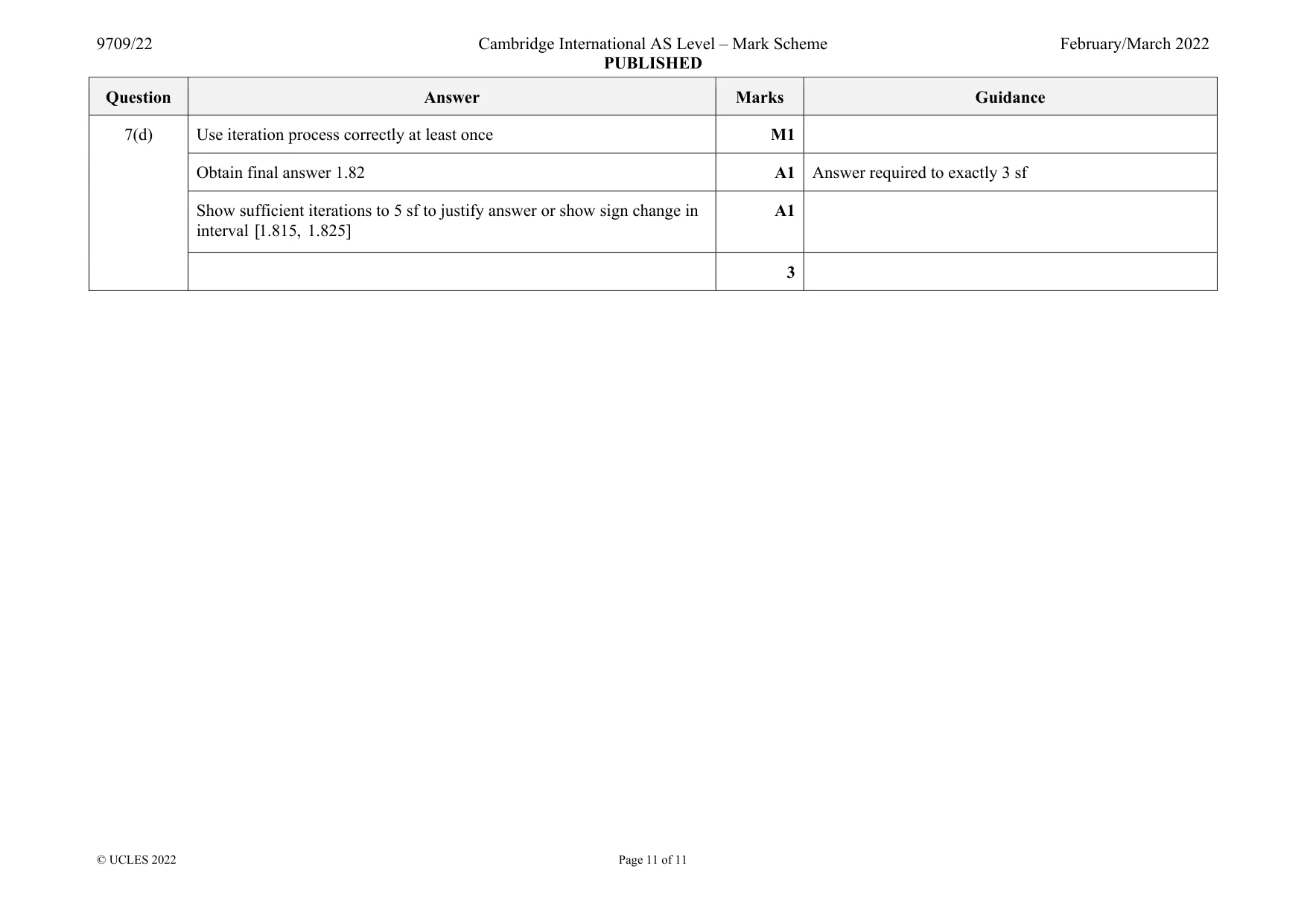 Mark scheme, page 11 of 11