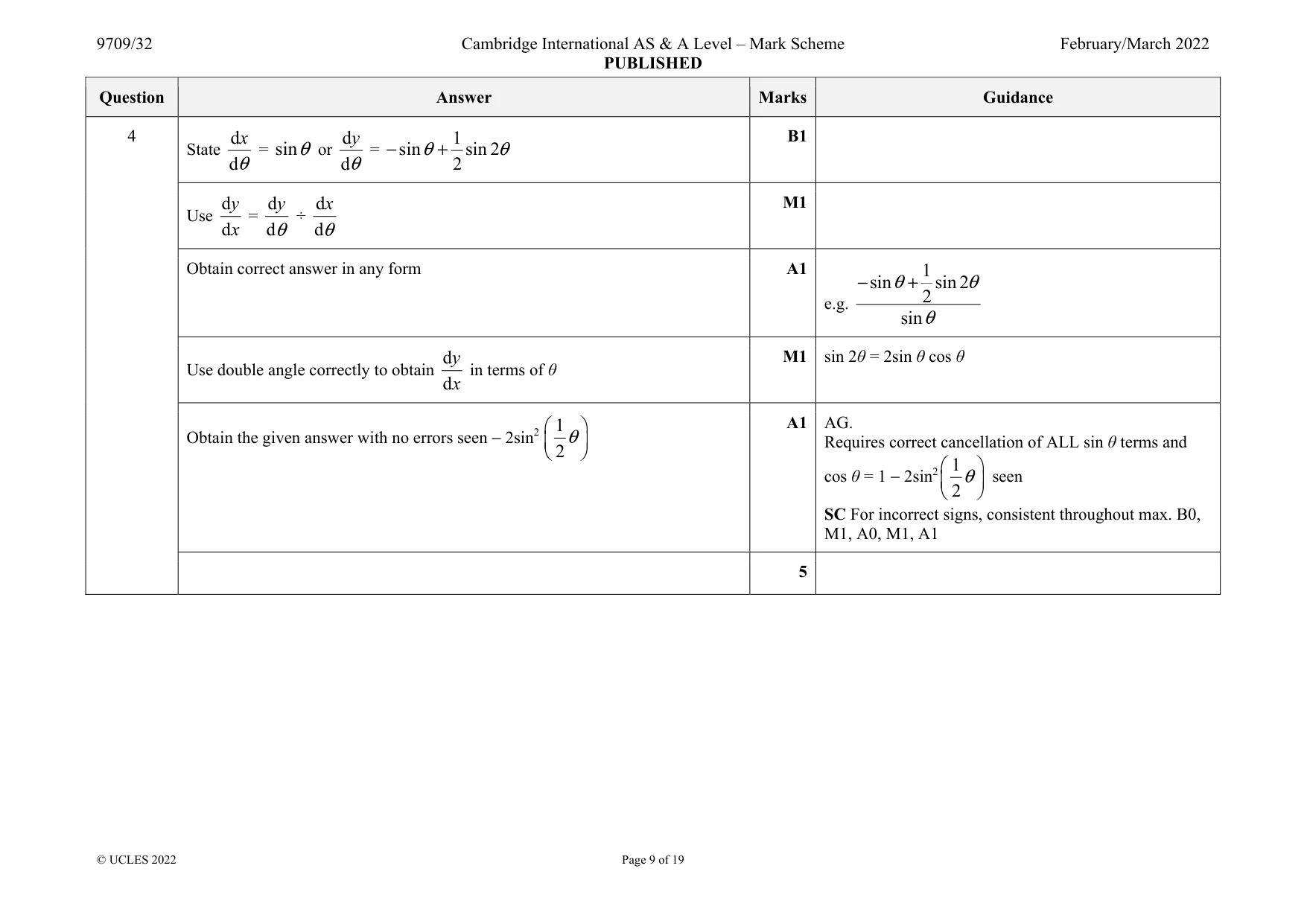 Mark scheme, page 9 of 19