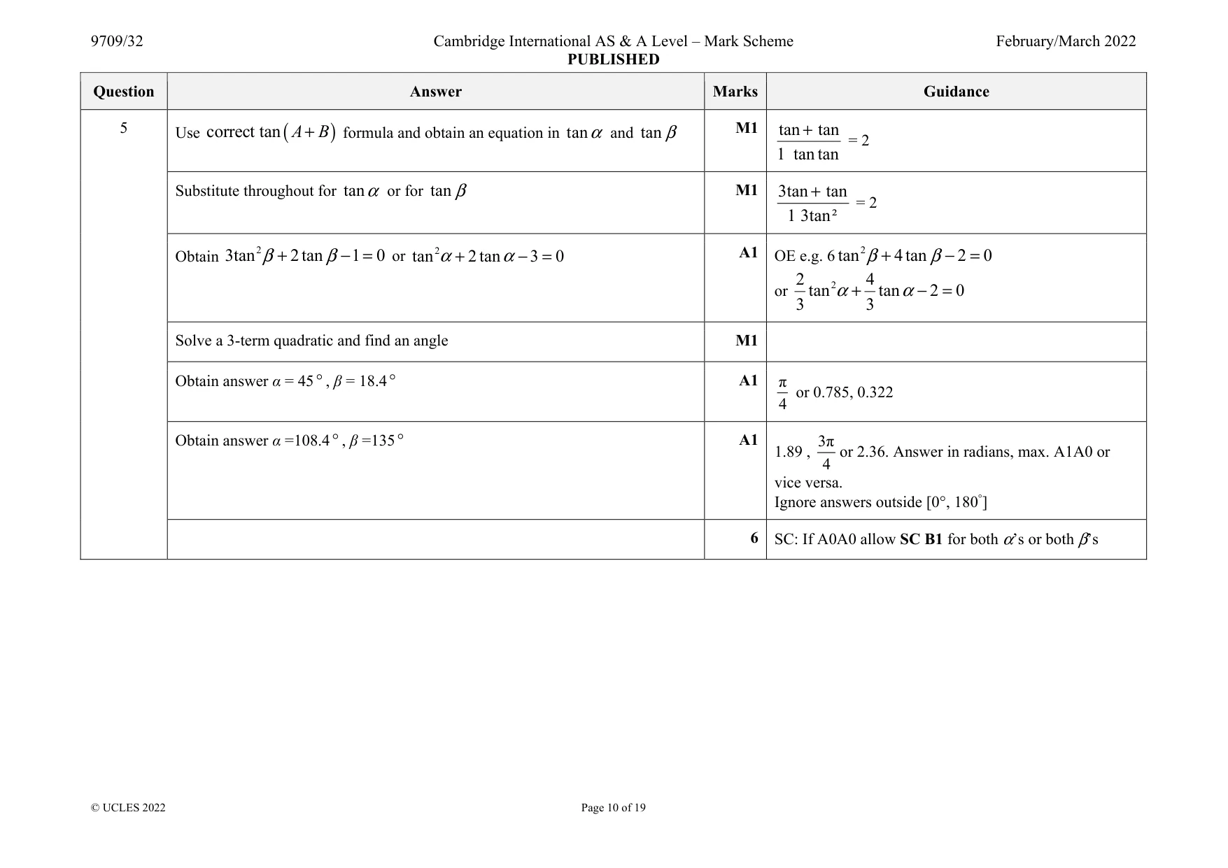 Mark scheme, page 10 of 19
