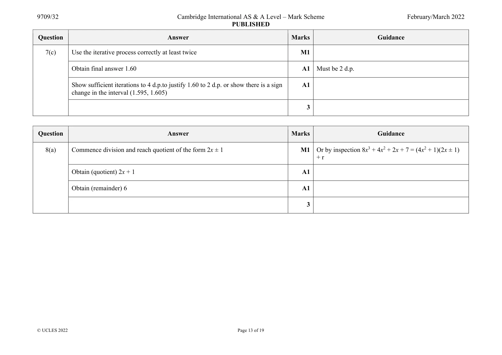 Mark scheme, page 13 of 19