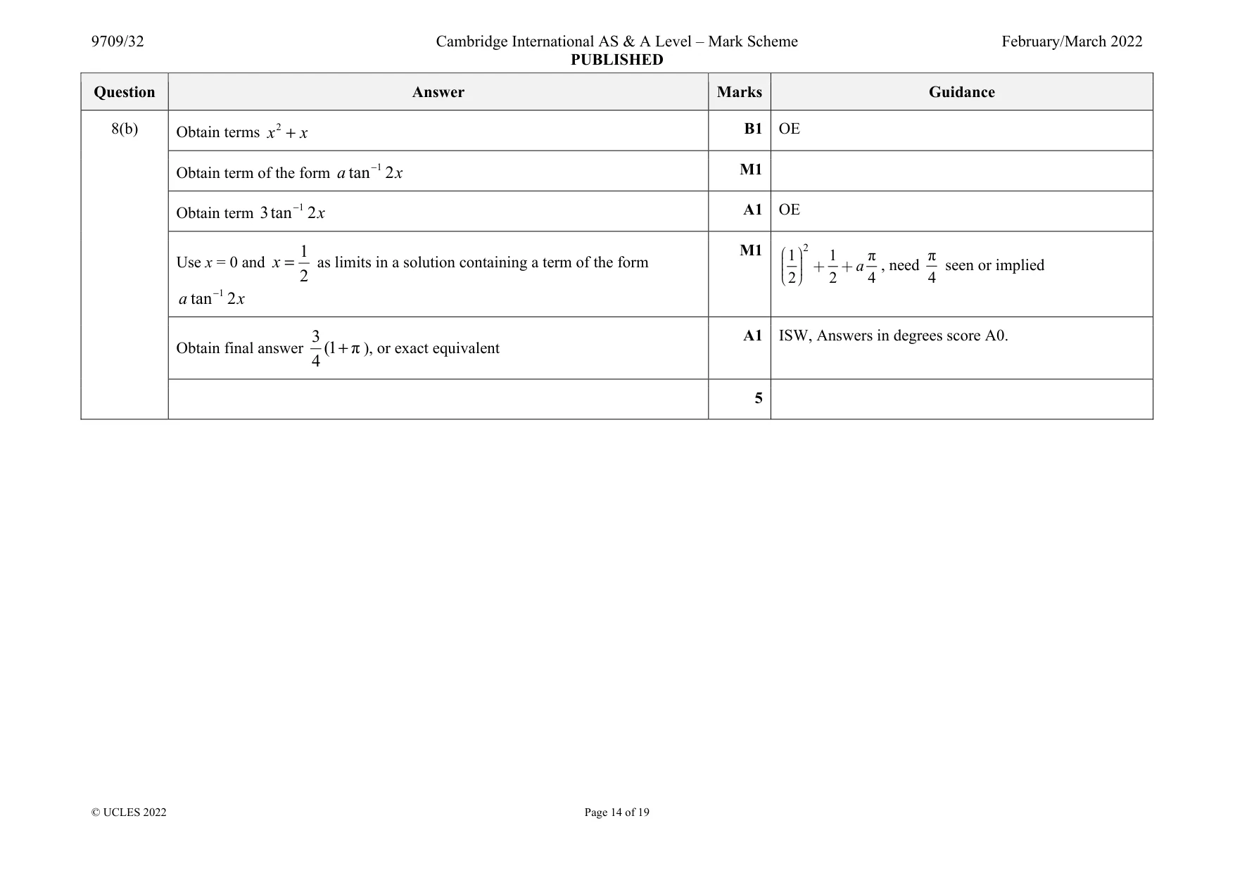 Mark scheme, page 14 of 19
