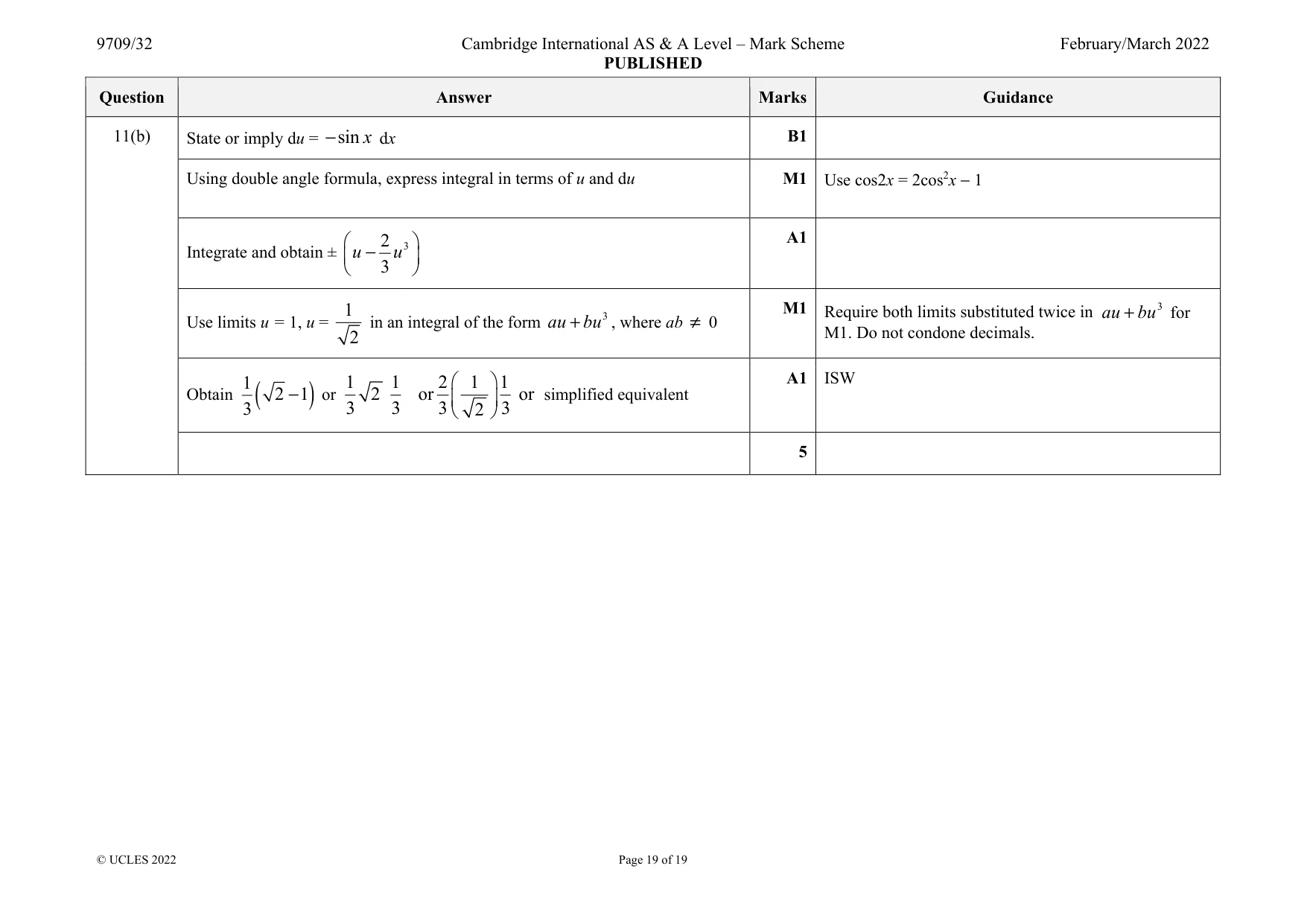 Mark scheme, page 19 of 19