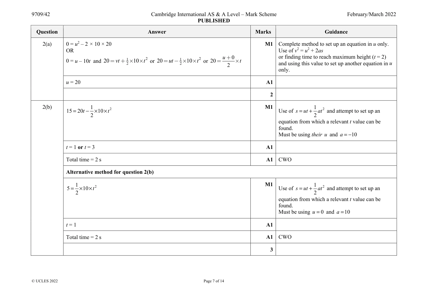 Mark scheme, page 7 of 14