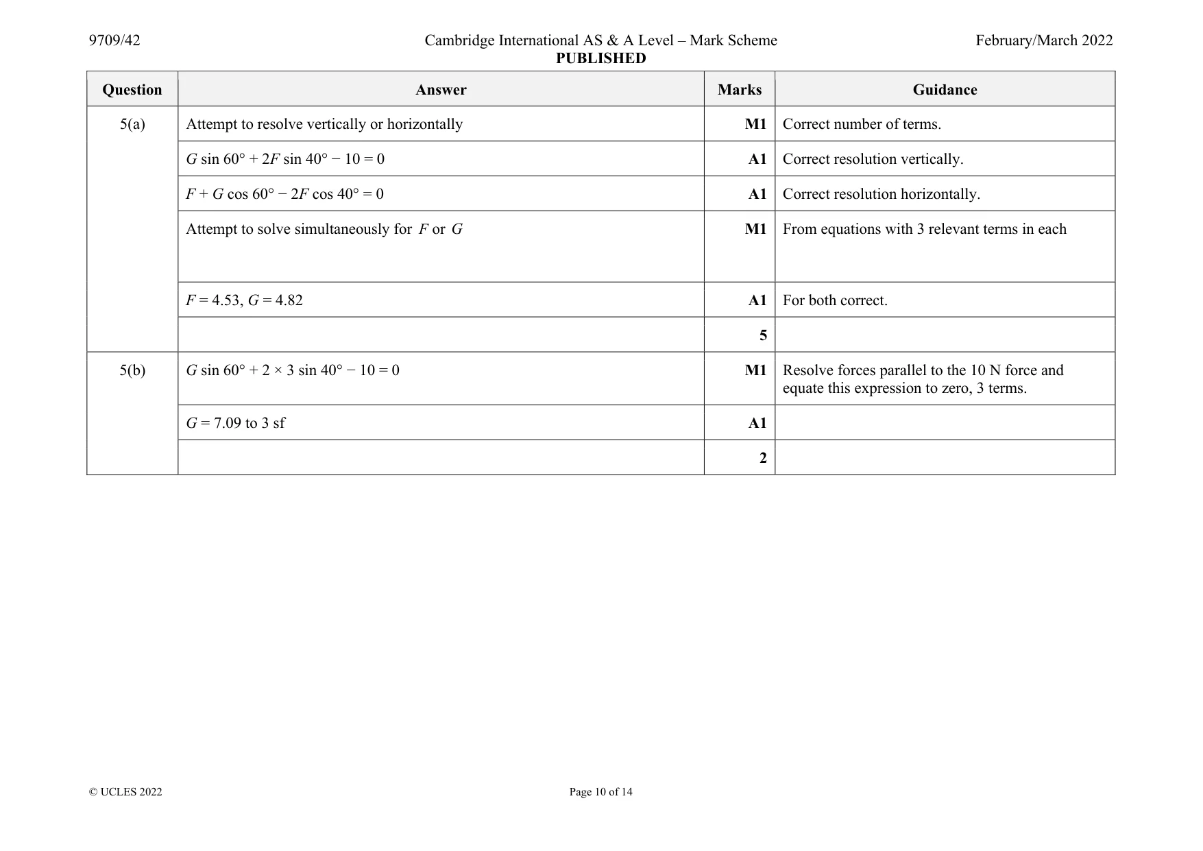 Mark scheme, page 10 of 14