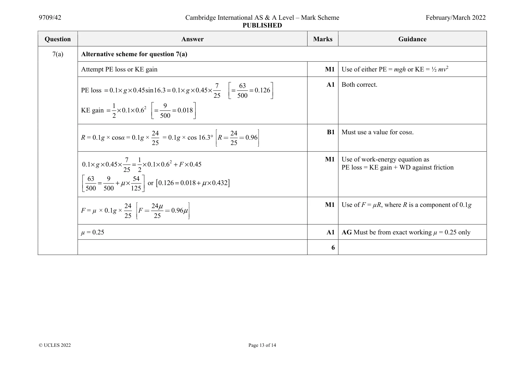 Mark scheme, page 13 of 14