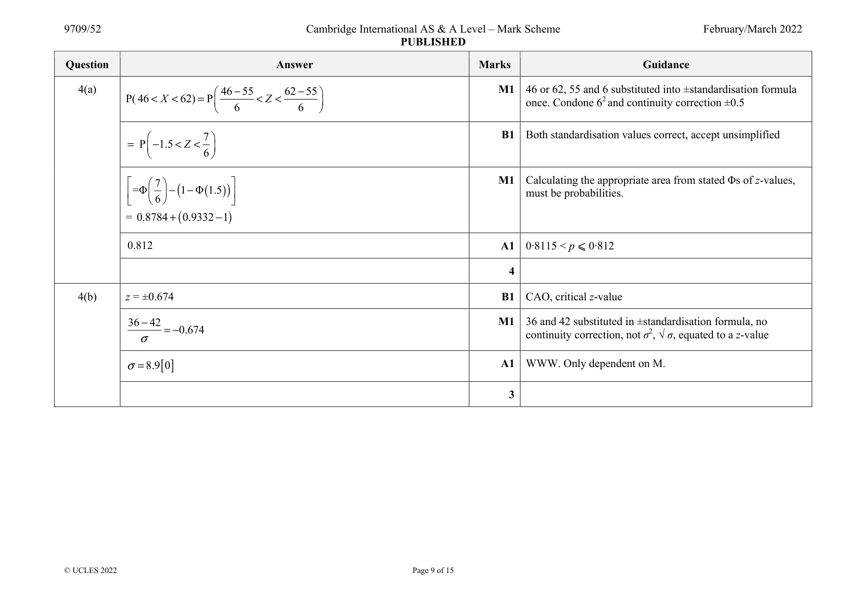 Mark scheme, page 9 of 15