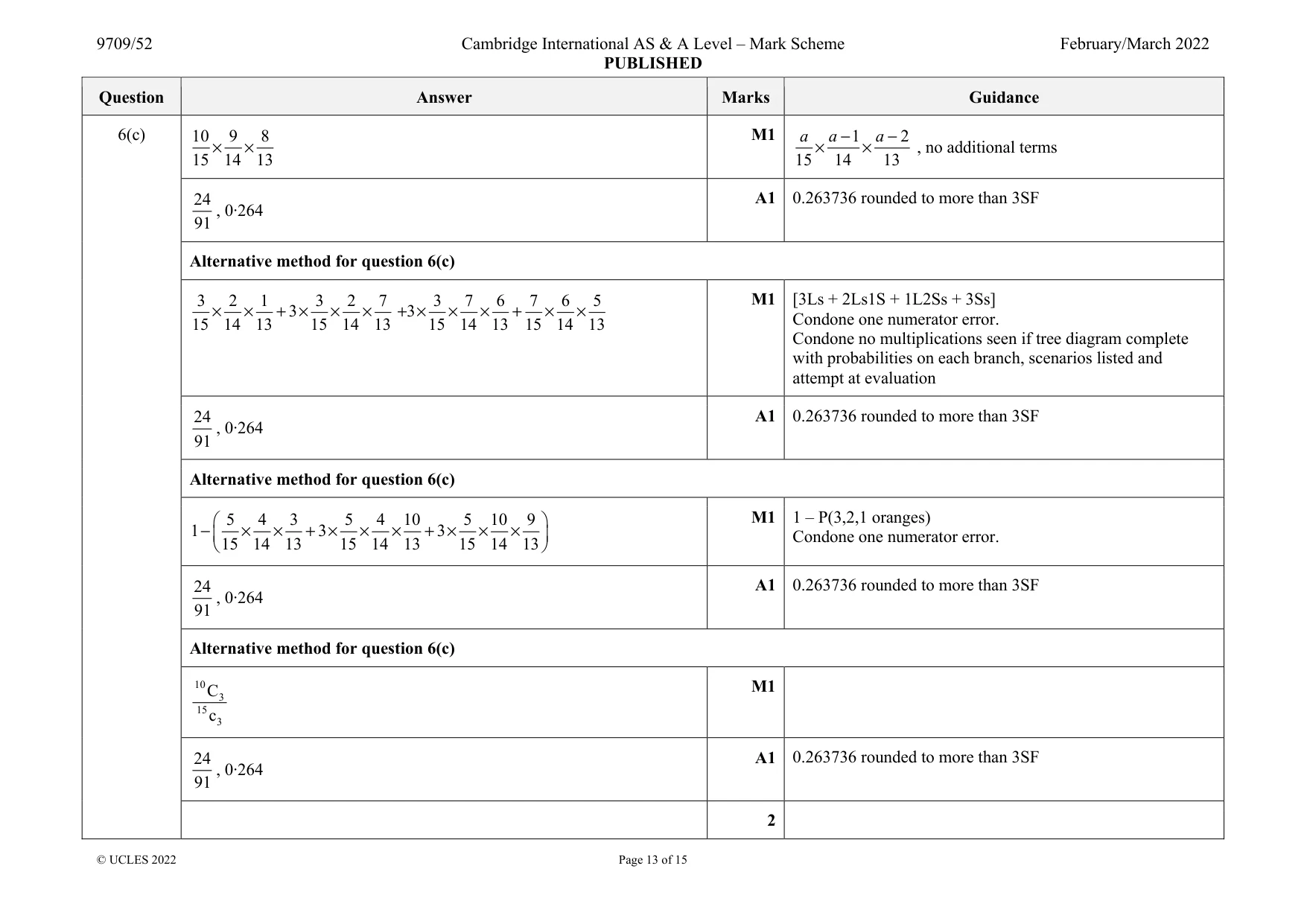 Mark scheme, page 13 of 15