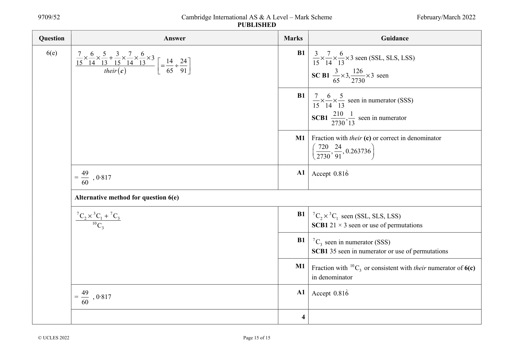 Mark scheme, page 15 of 15