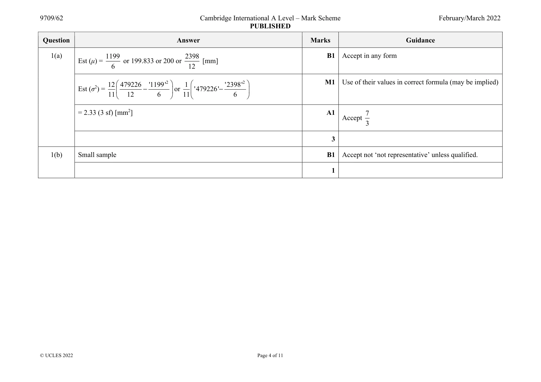 Mark scheme, page 4 of 11