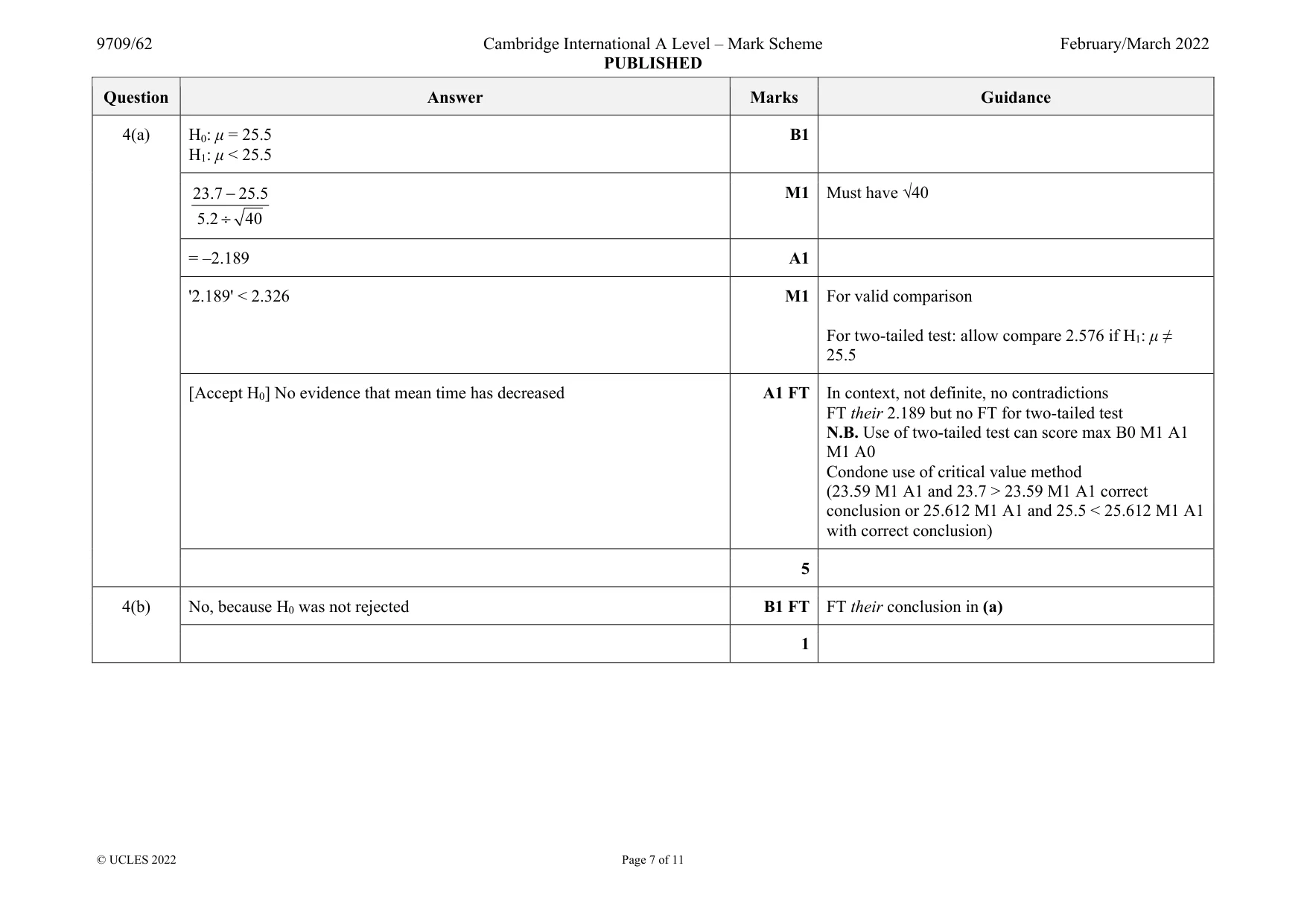 Mark scheme, page 7 of 11