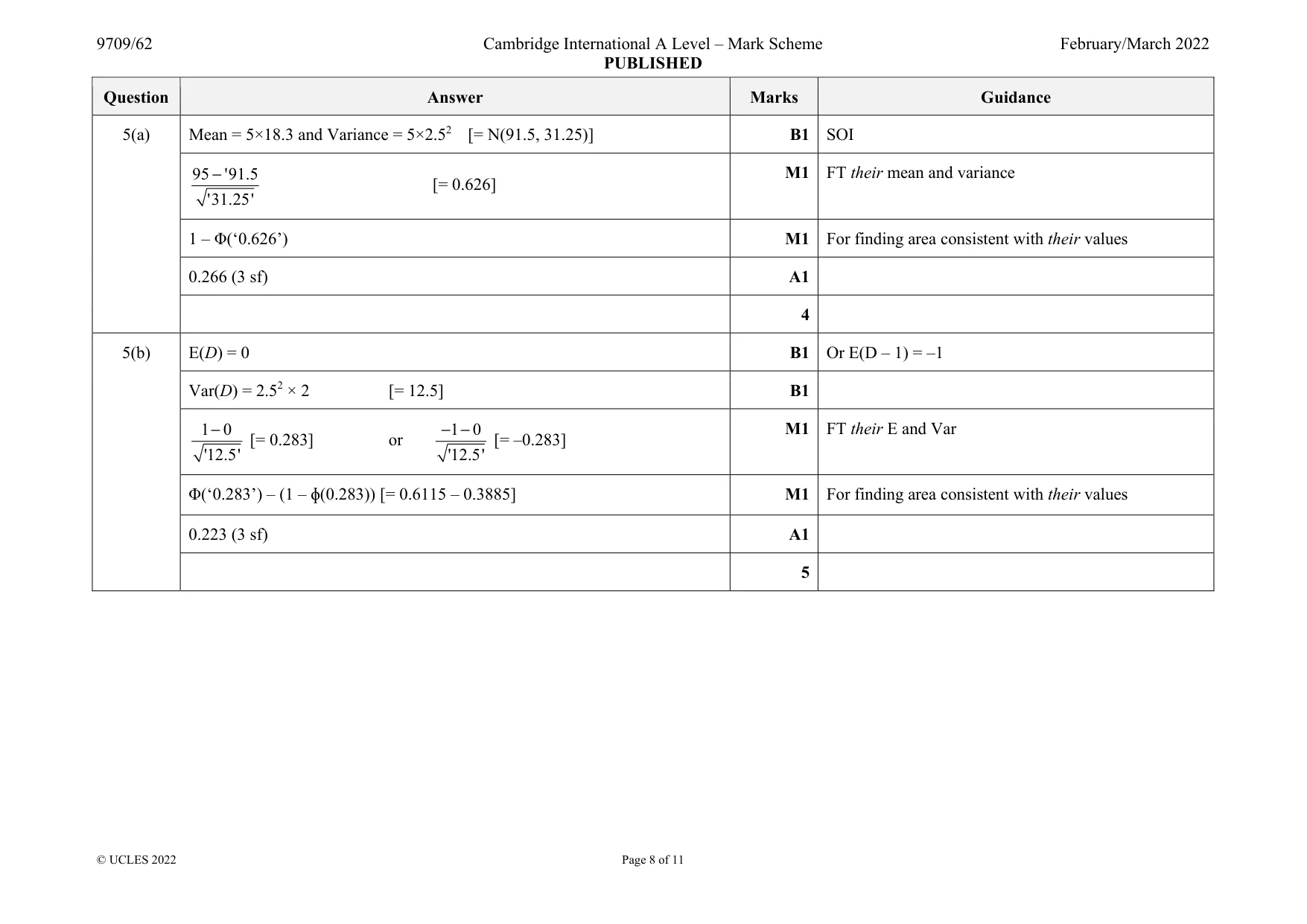 Mark scheme, page 8 of 11
