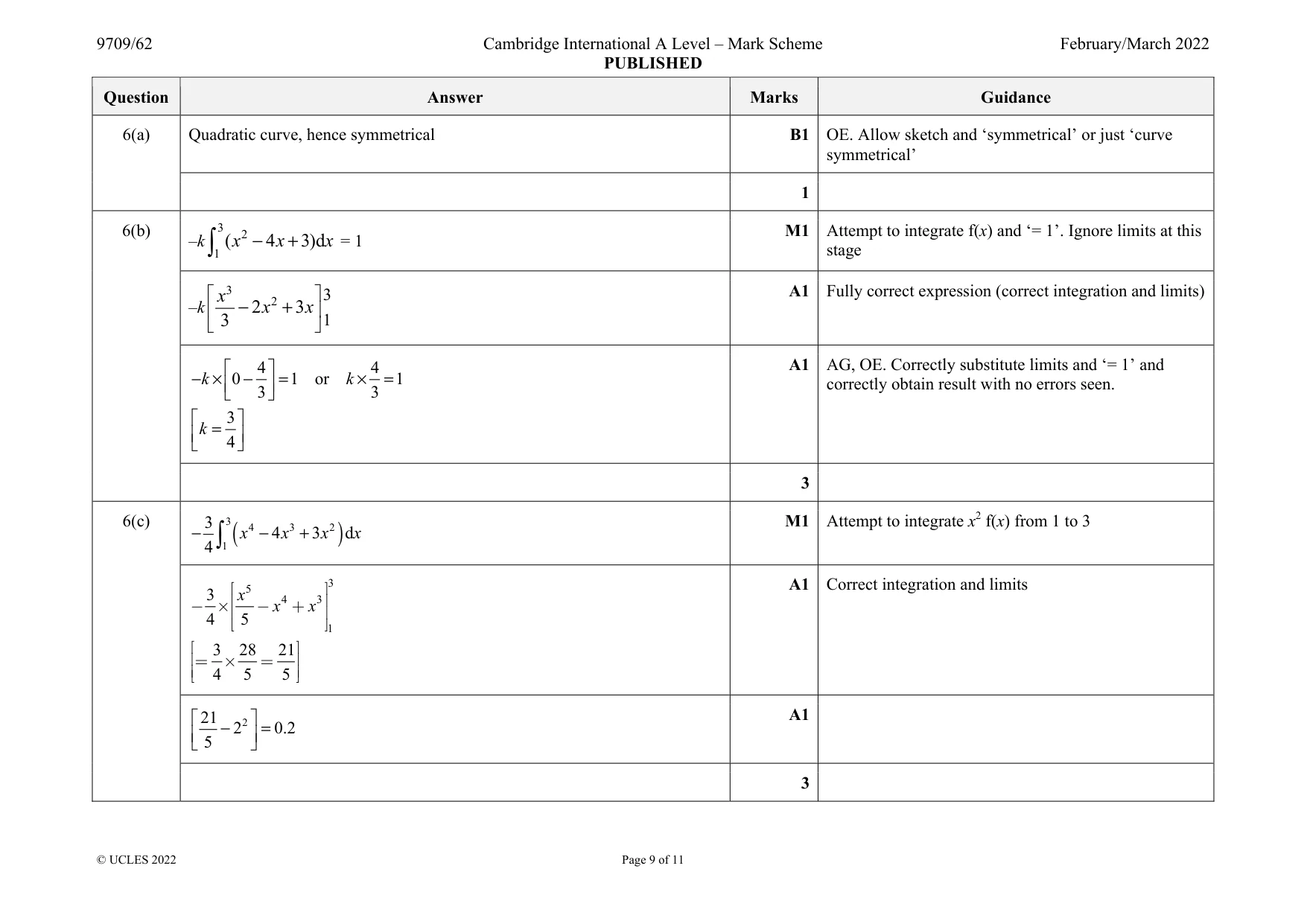 Mark scheme, page 9 of 11