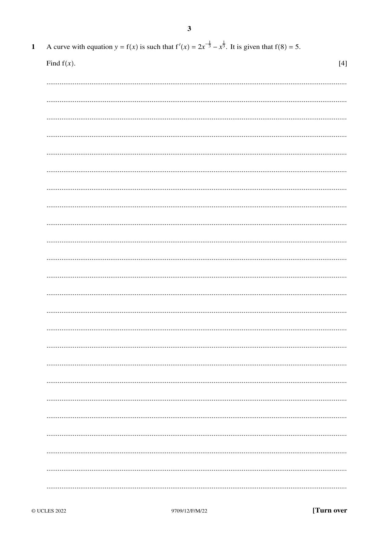 Cambridge A Level Mathematics 9709 2022 Feb/March Paper 1 · Variant 2 question paper, page 3 of 20