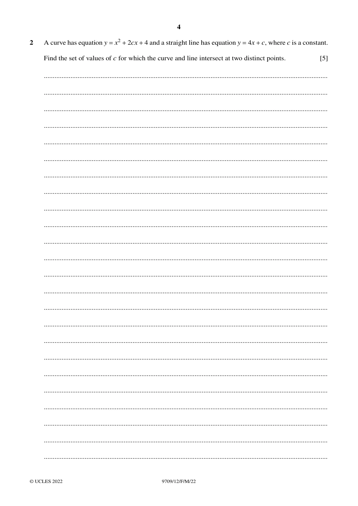 Cambridge A Level Mathematics 9709 2022 Feb/March Paper 1 · Variant 2 question paper, page 4 of 20