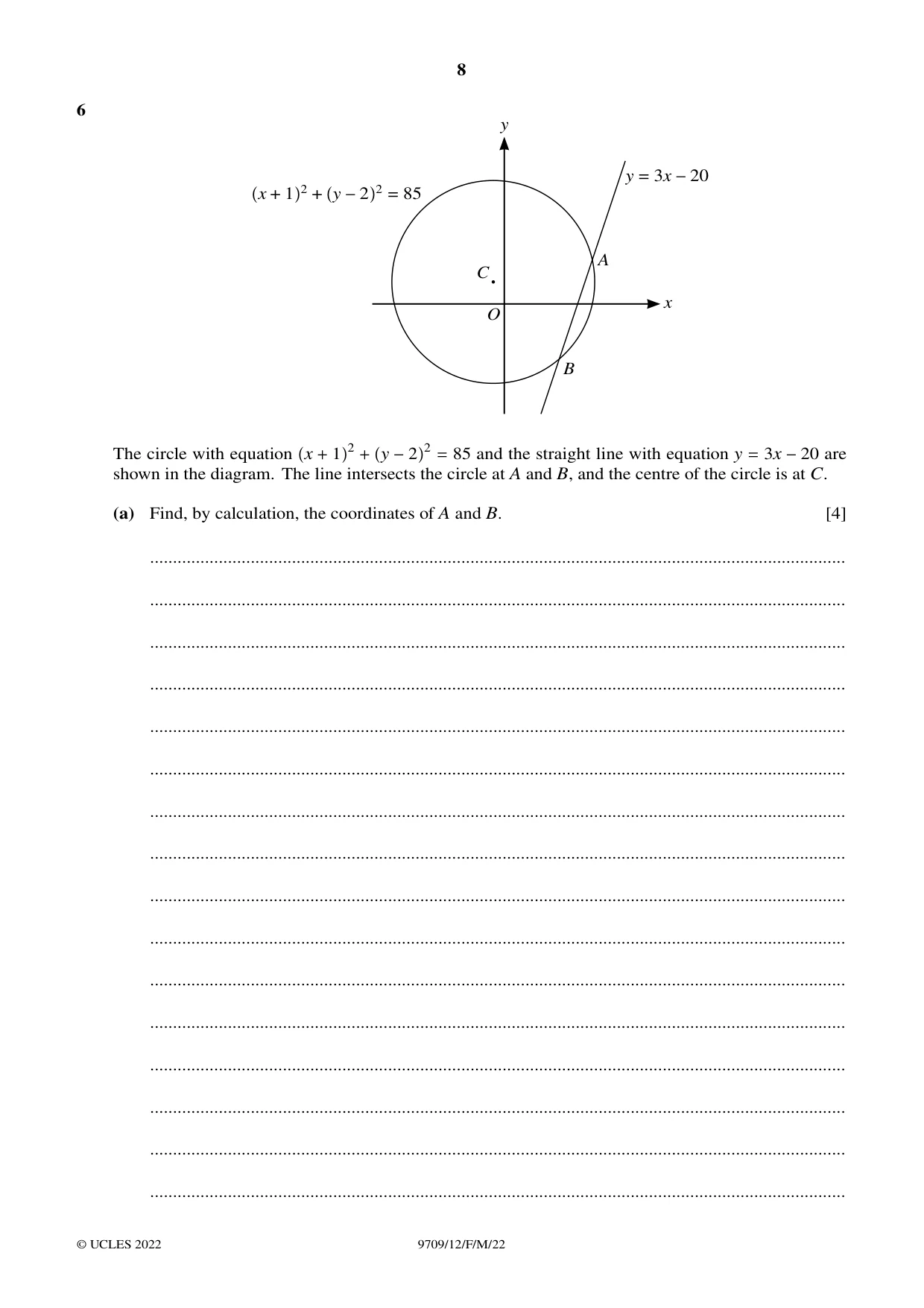 Cambridge A Level Mathematics 9709 2022 Feb/March Paper 1 · Variant 2 question paper, page 8 of 20