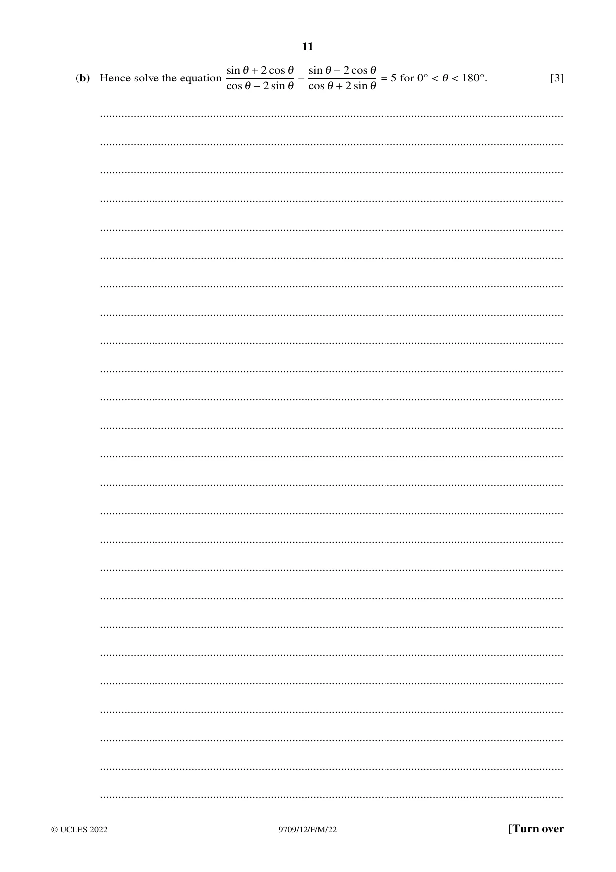 Cambridge A Level Mathematics 9709 2022 Feb/March Paper 1 · Variant 2 question paper, page 11 of 20