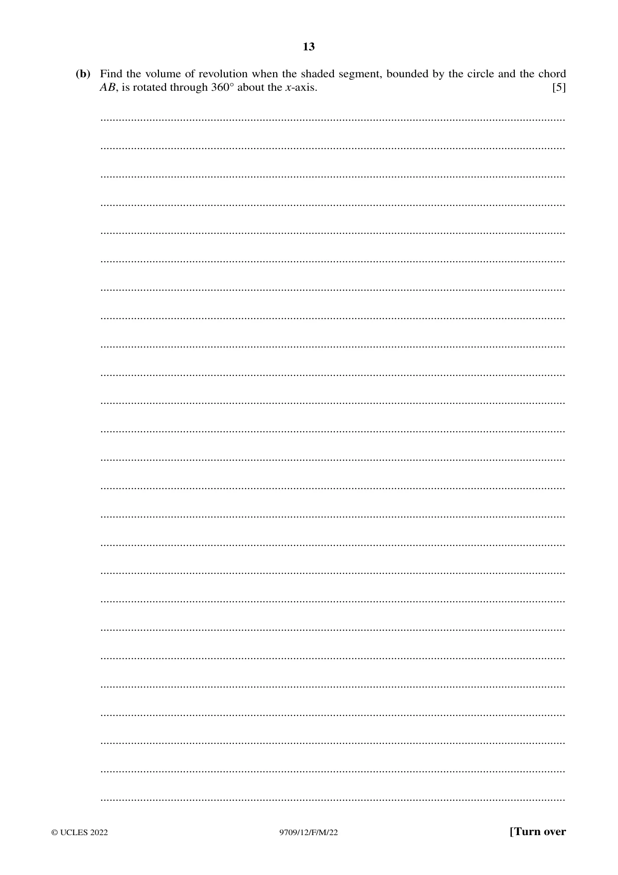 Cambridge A Level Mathematics 9709 2022 Feb/March Paper 1 · Variant 2 question paper, page 13 of 20