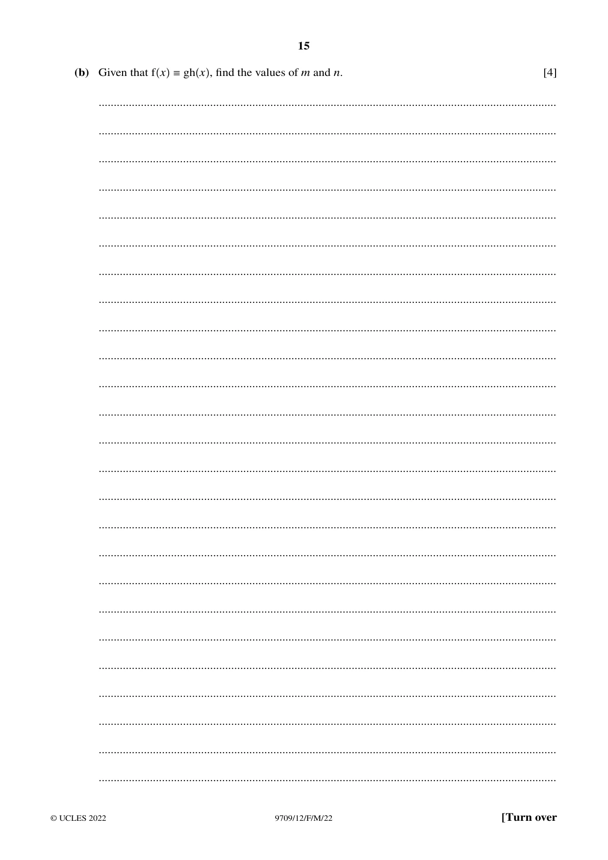 Cambridge A Level Mathematics 9709 2022 Feb/March Paper 1 · Variant 2 question paper, page 15 of 20