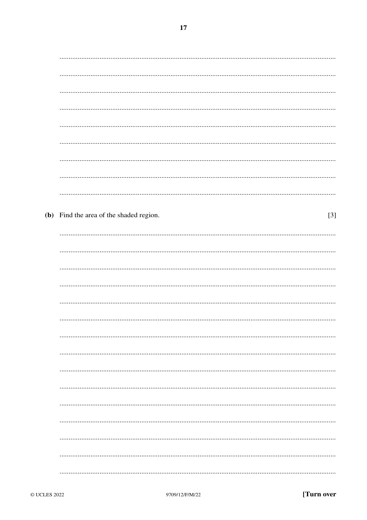 Cambridge A Level Mathematics 9709 2022 Feb/March Paper 1 · Variant 2 question paper, page 17 of 20