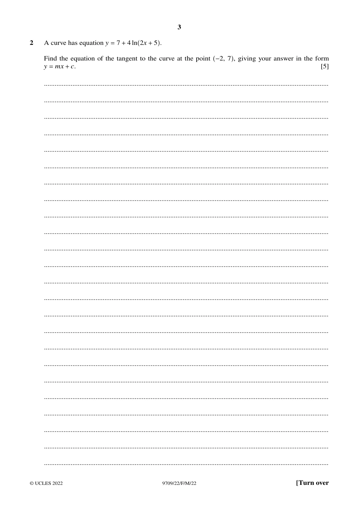 Cambridge A Level Mathematics 9709 2022 Feb/March Paper 2 · Variant 2 question paper, page 3 of 12
