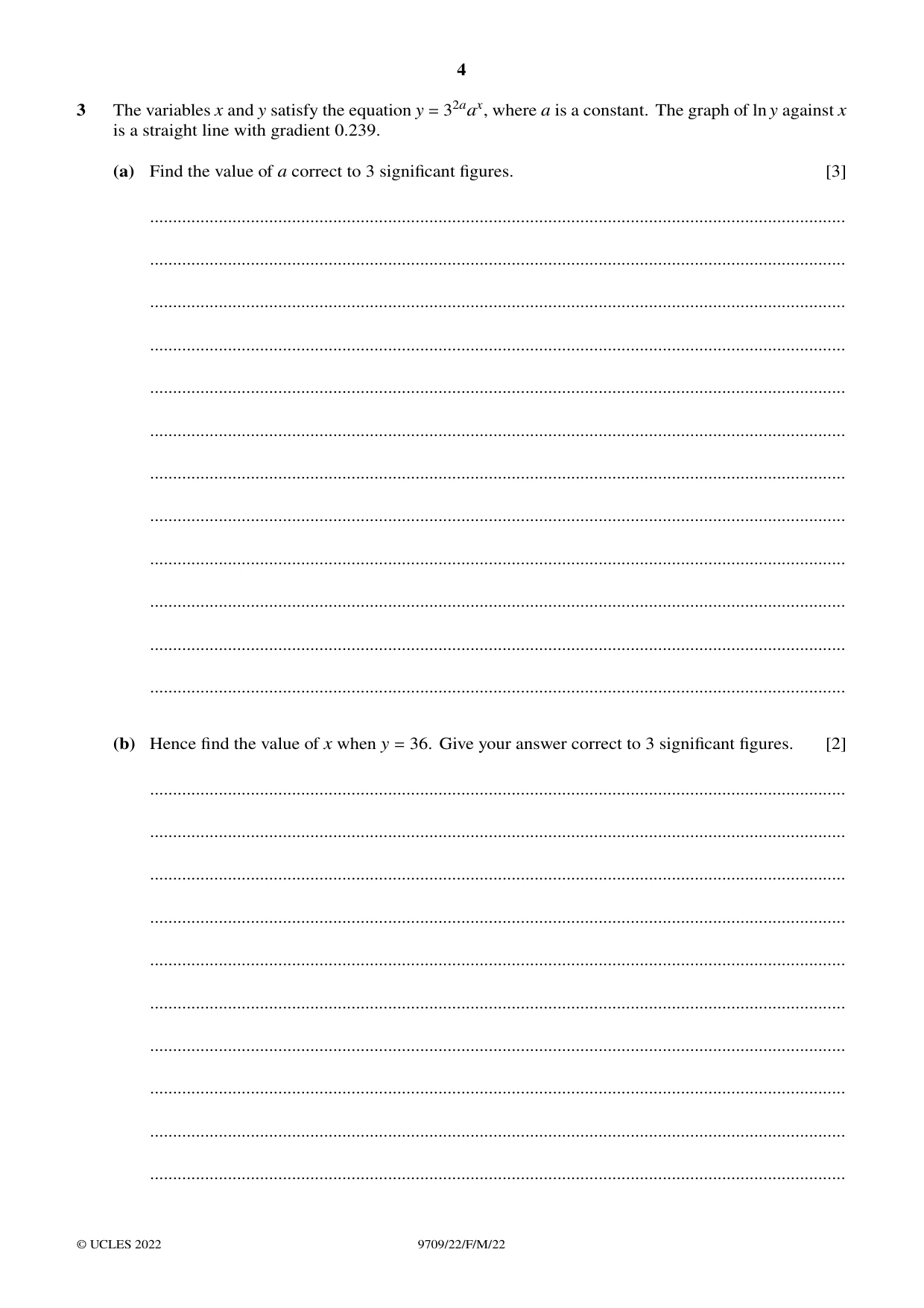 Cambridge A Level Mathematics 9709 2022 Feb/March Paper 2 · Variant 2 question paper, page 4 of 12