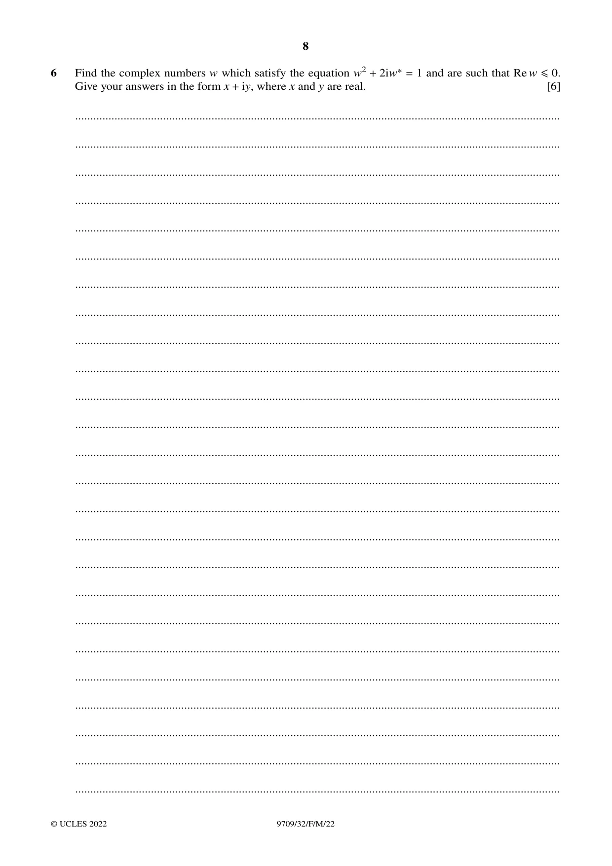 Cambridge A Level Mathematics 9709 2022 Feb/March Paper 3 · Variant 2 question paper, page 8 of 20