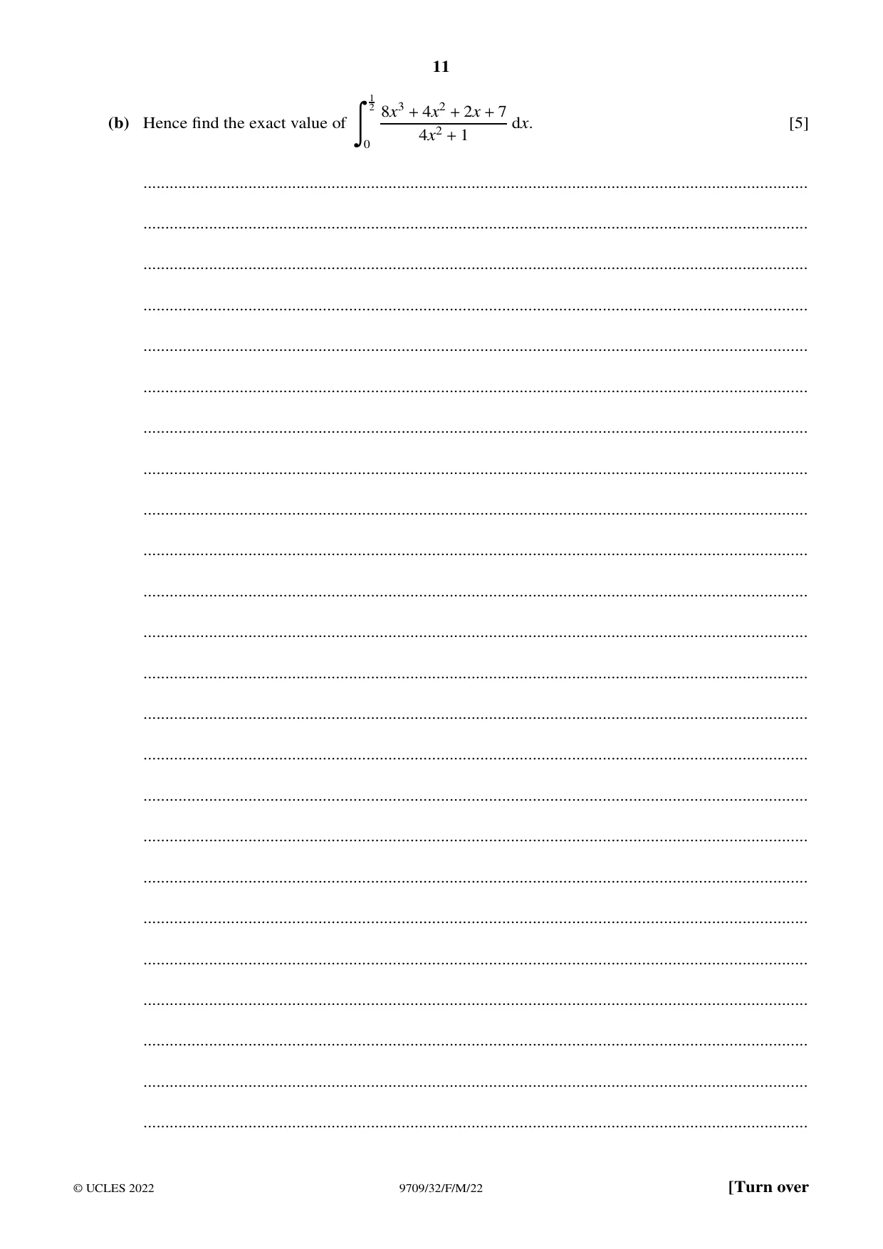Cambridge A Level Mathematics 9709 2022 Feb/March Paper 3 · Variant 2 question paper, page 11 of 20