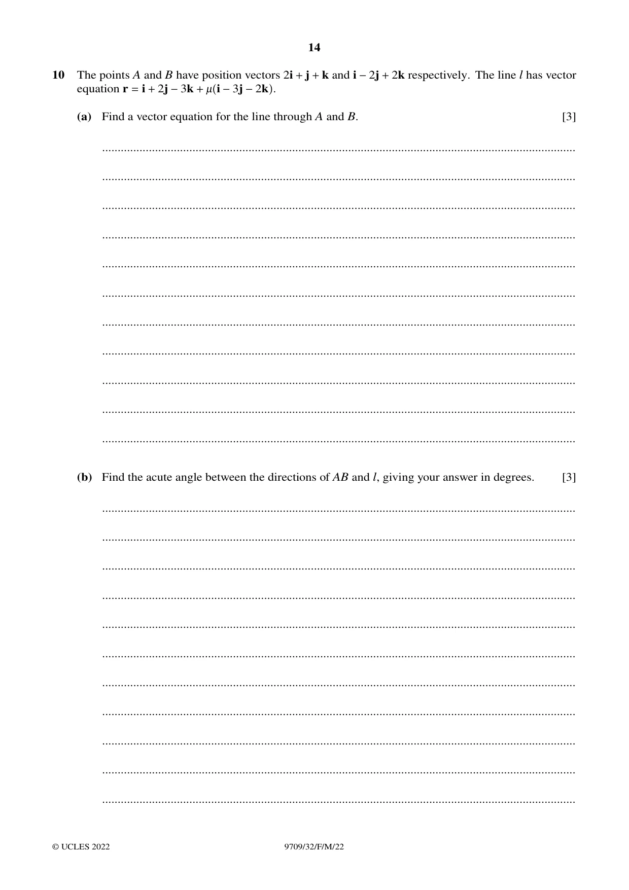 Cambridge A Level Mathematics 9709 2022 Feb/March Paper 3 · Variant 2 question paper, page 14 of 20