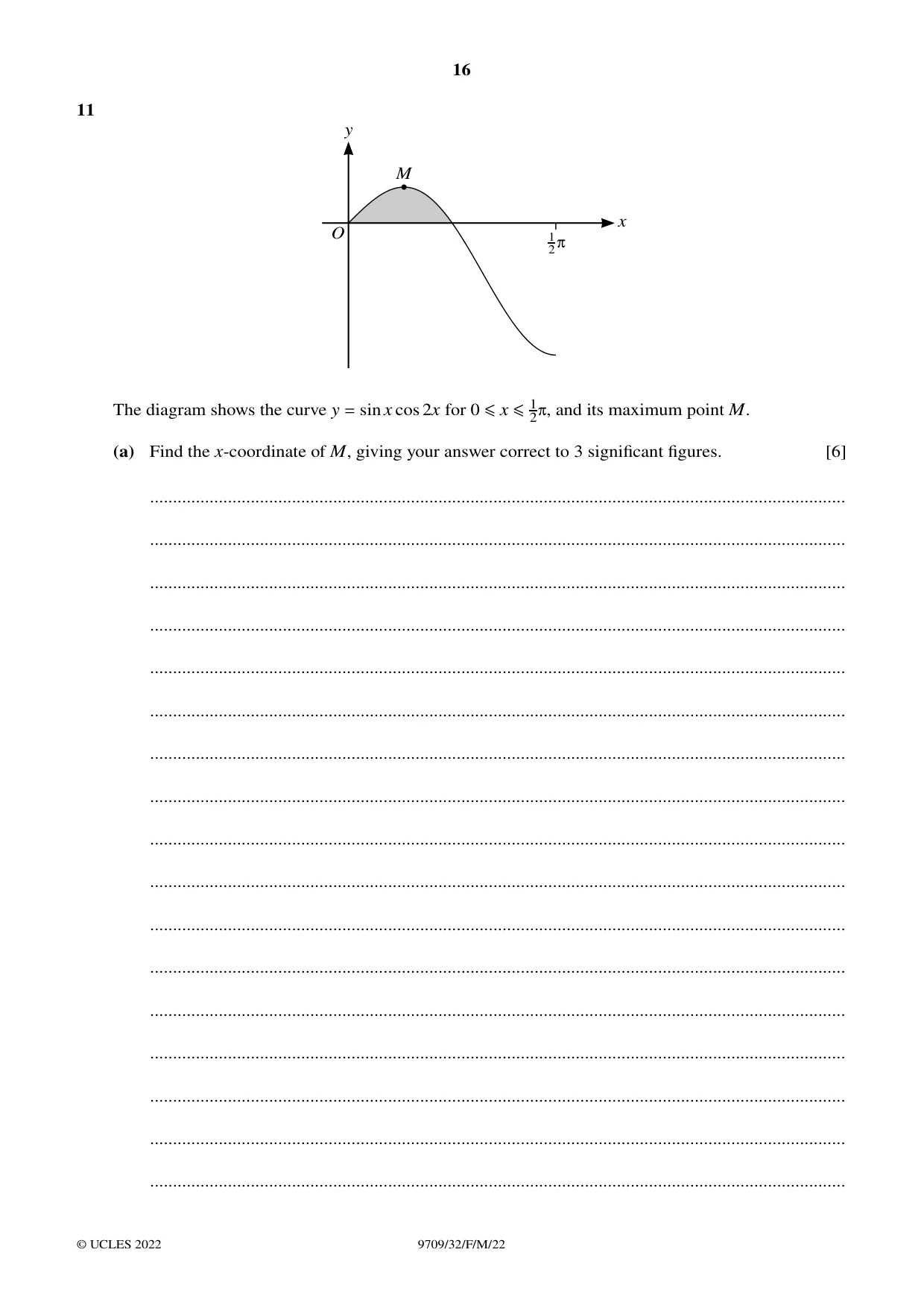 Cambridge A Level Mathematics 9709 2022 Feb/March Paper 3 · Variant 2 question paper, page 16 of 20