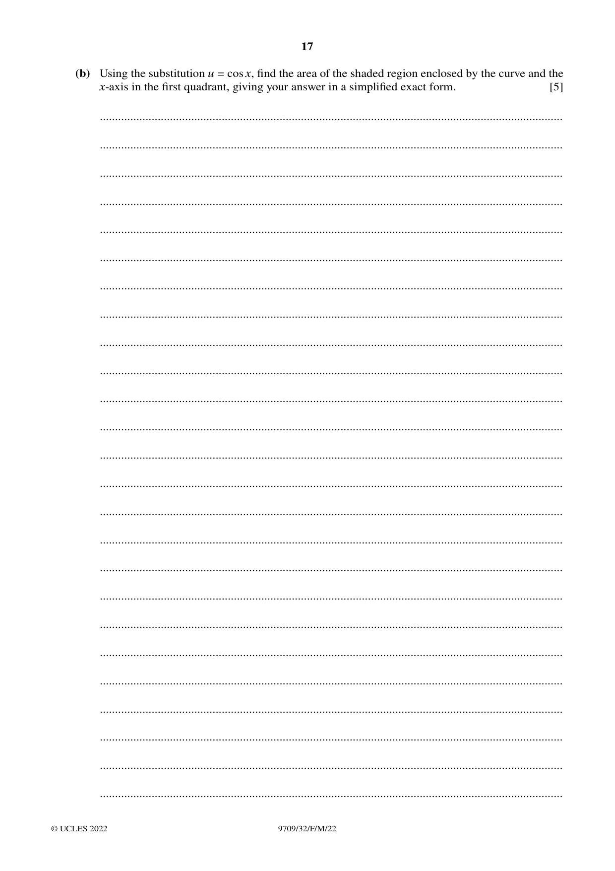 Cambridge A Level Mathematics 9709 2022 Feb/March Paper 3 · Variant 2 question paper, page 17 of 20