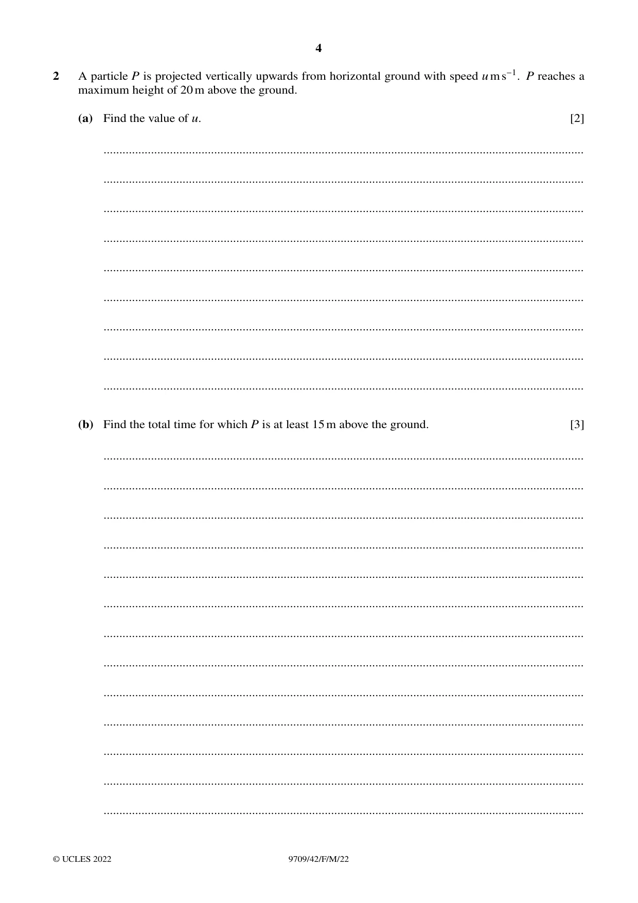 Cambridge A Level Mathematics 9709 2022 Feb/March Paper 4 · Variant 2 question paper, page 4 of 16