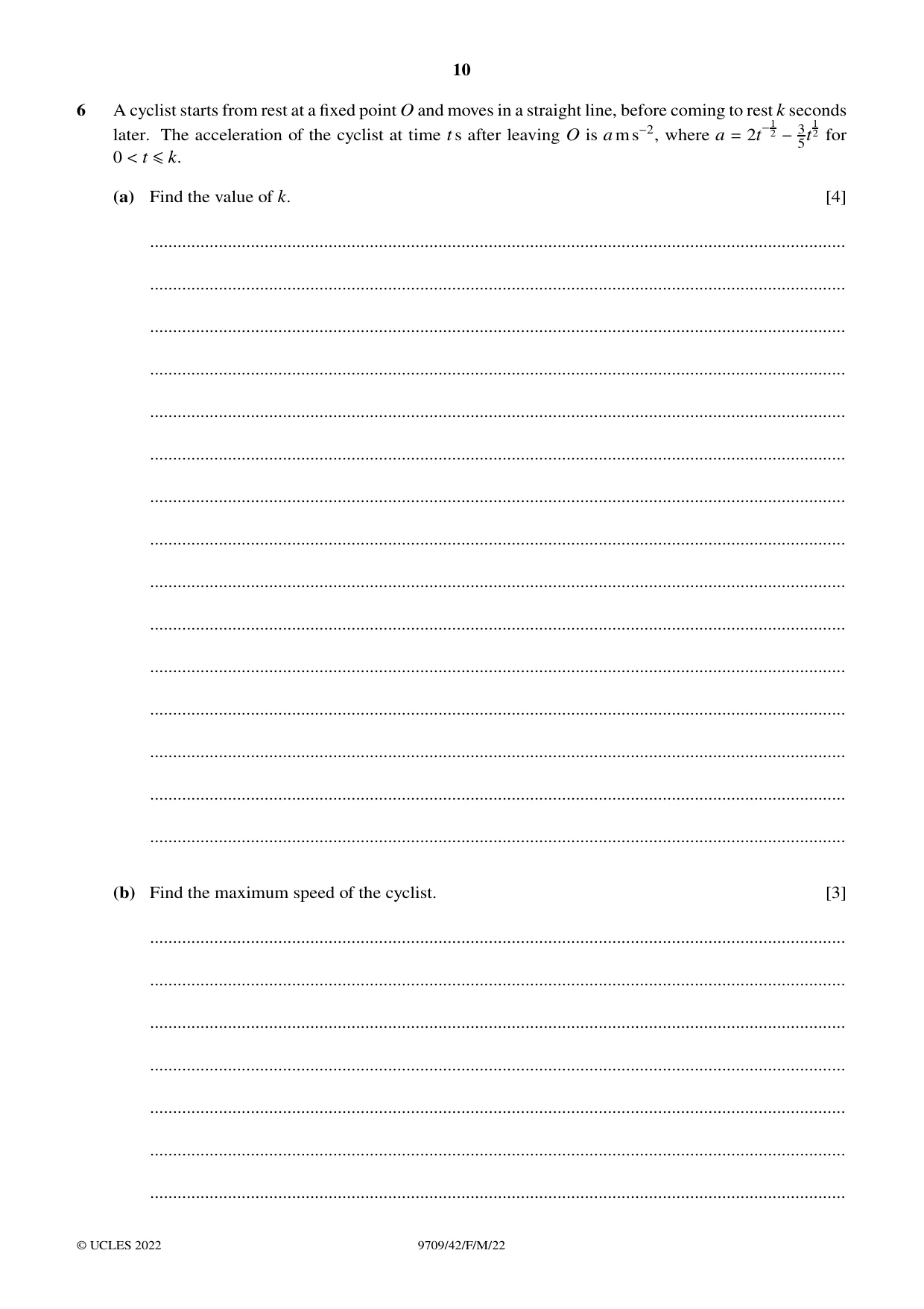 Cambridge A Level Mathematics 9709 2022 Feb/March Paper 4 · Variant 2 question paper, page 10 of 16