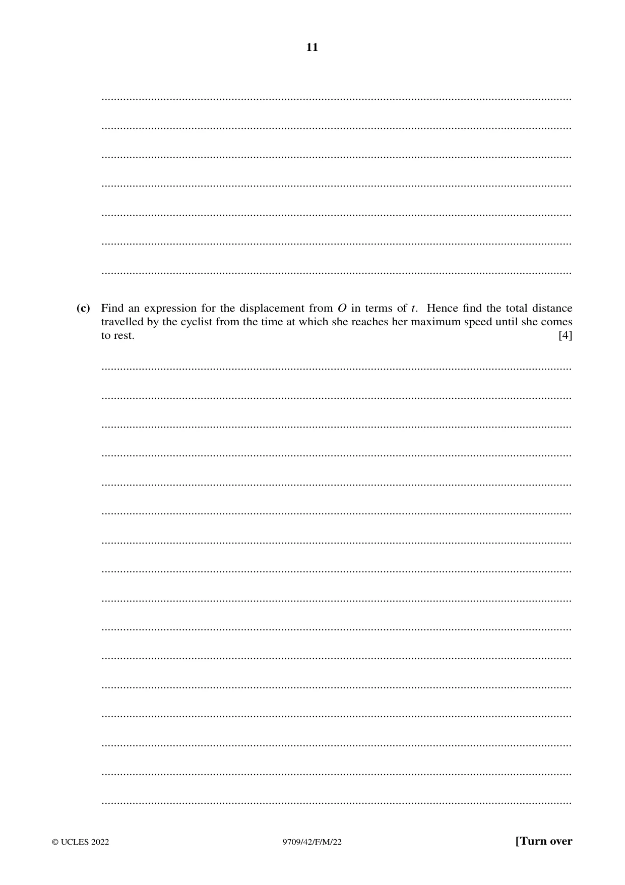 Cambridge A Level Mathematics 9709 2022 Feb/March Paper 4 · Variant 2 question paper, page 11 of 16