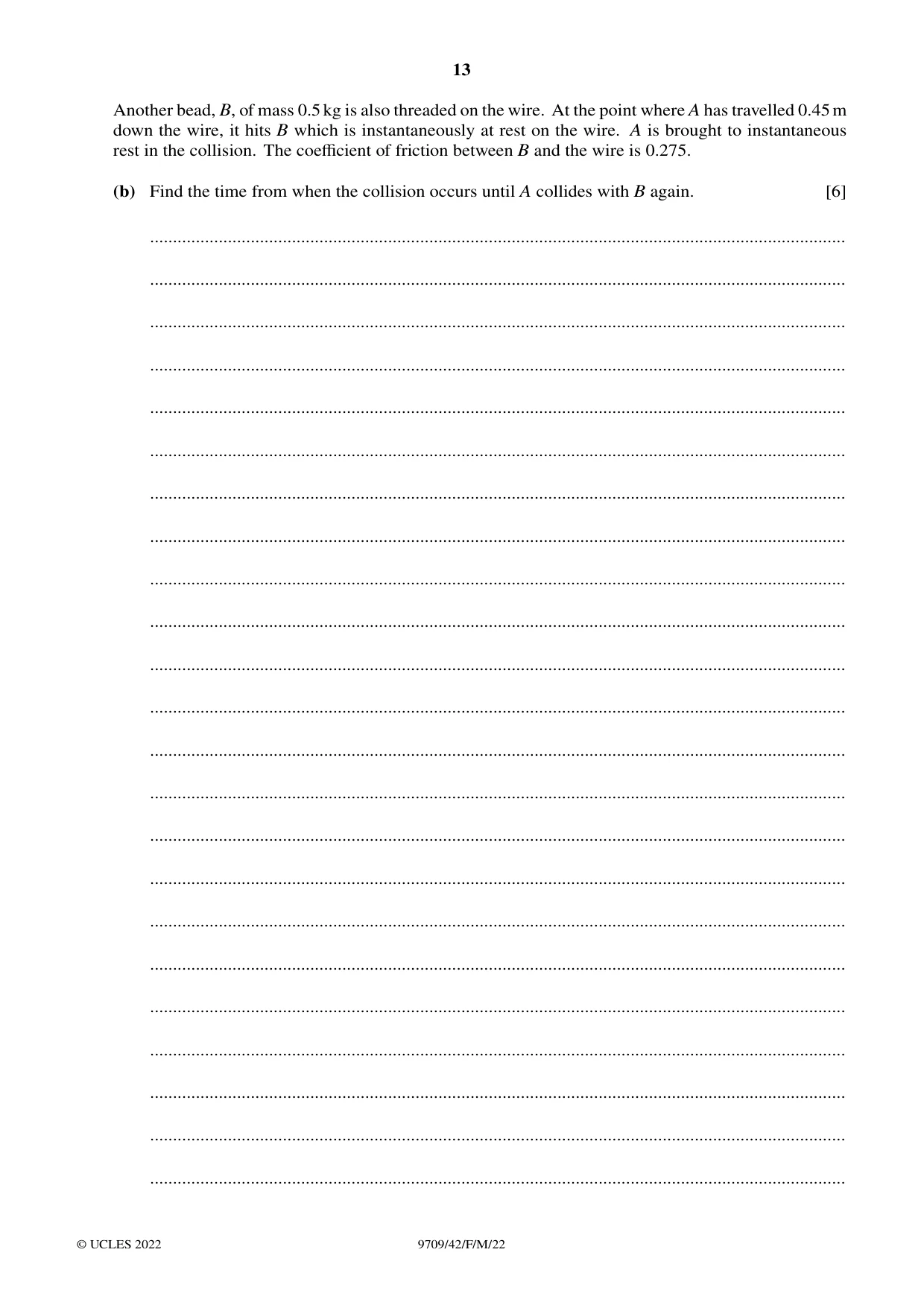 Cambridge A Level Mathematics 9709 2022 Feb/March Paper 4 · Variant 2 question paper, page 13 of 16