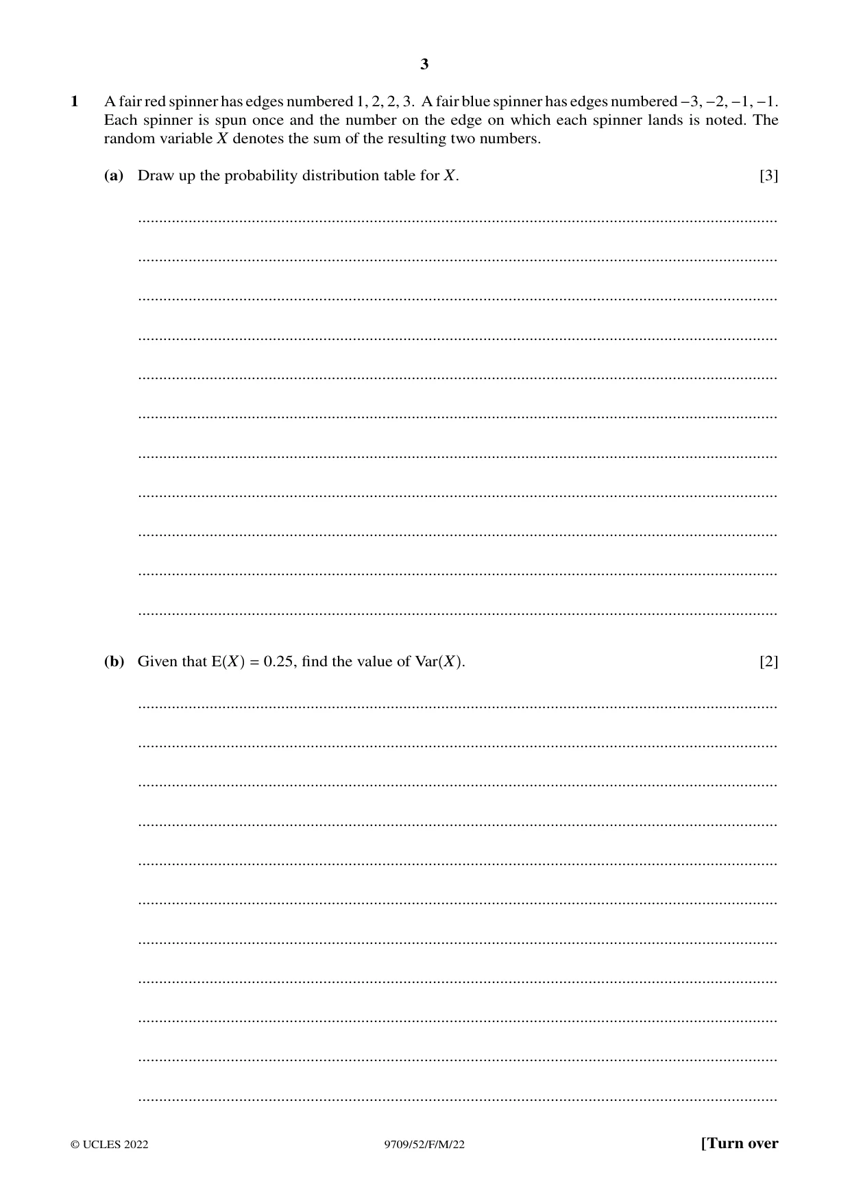 Cambridge A Level Mathematics 9709 2022 Feb/March Paper 5 · Variant 2 question paper, page 3 of 12